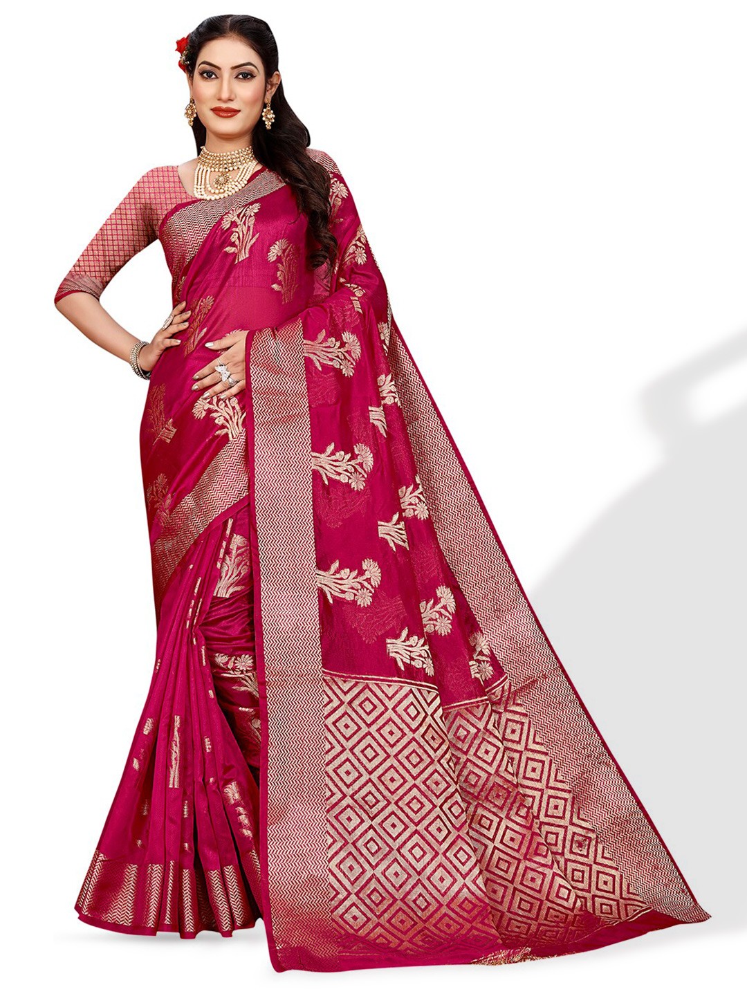 

Pisara Woven Design Organza Saree, Pink