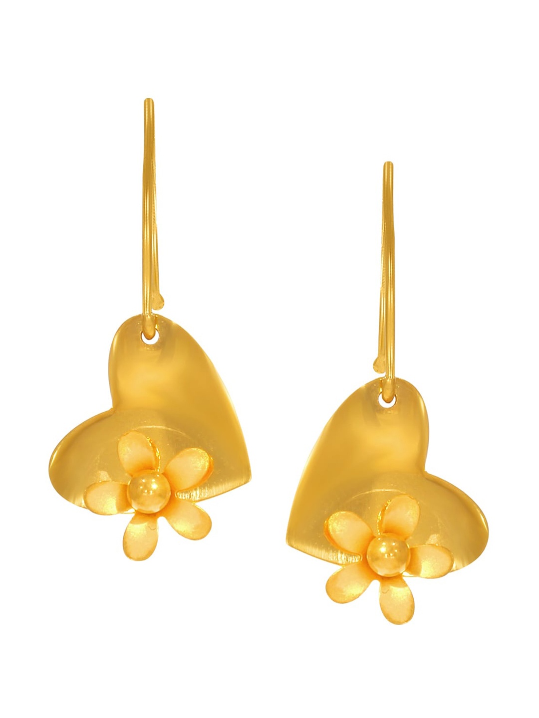 

SENCO Floral Hearty 22KT Gold Drop Earrings-2.3gm