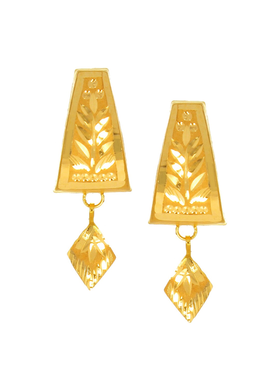 

SENCO Gold Leaf Decor 22KT Gold Drop Earrings-0.8gm