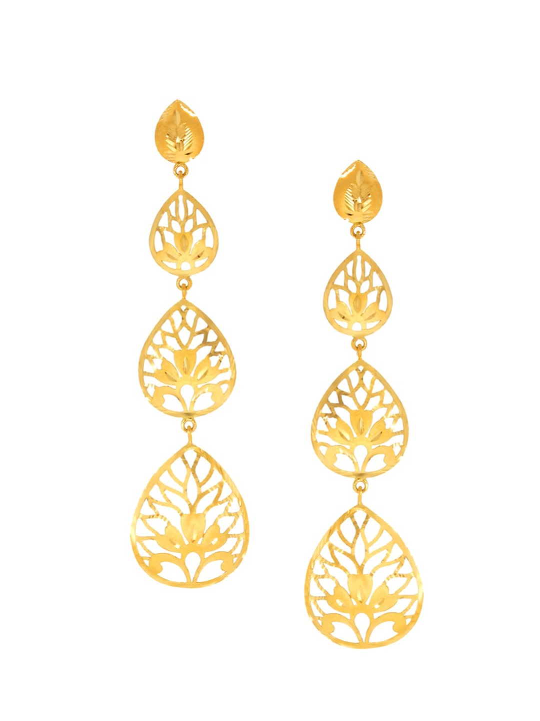 

SENCO Trillium Gold Foliage 22KT Gold Earrings-4.0gm