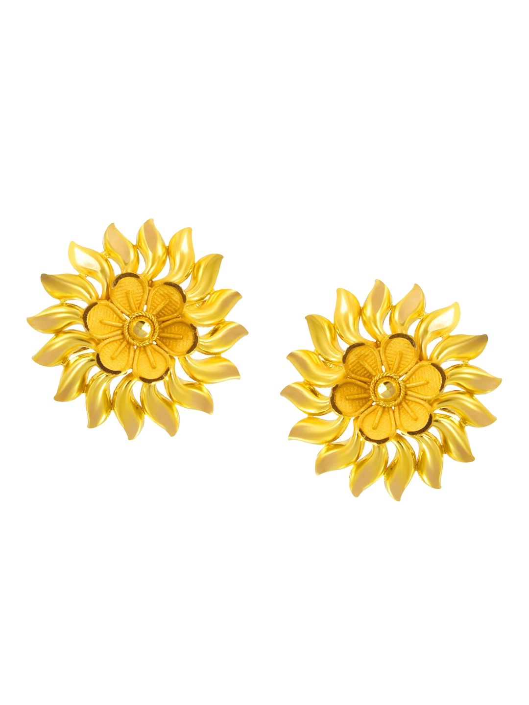 

SENCO 22K Gold Yellow Sun Flame Studs Earrings