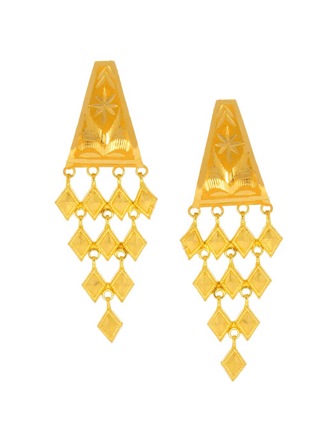 

SENCO Vintage Craft Layered 22KT Gold Dangle Earrings-2.5gm