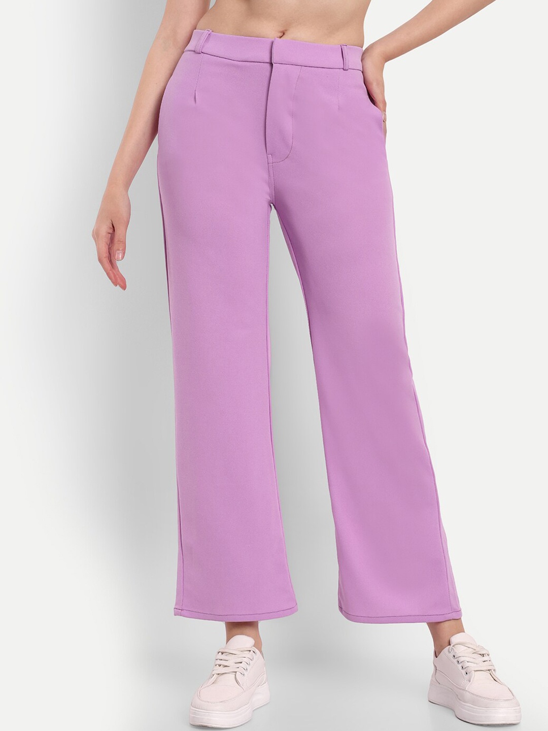 

Next One Women Smart Straight Fit High-Rise Easy Wash Parallel Trousers, Lavender
