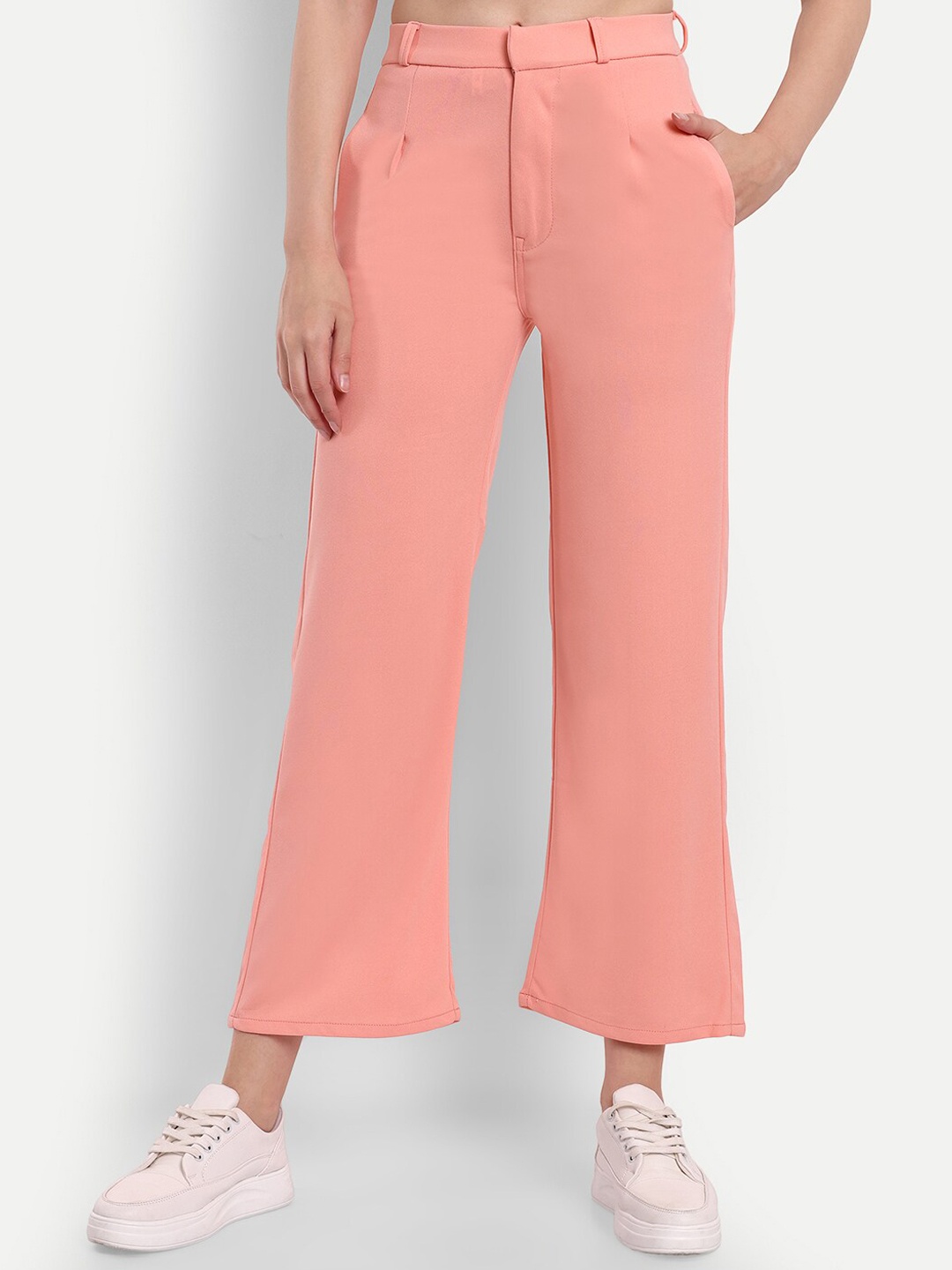 

Next One Women High-Rise Smart Straight Fit Easy Wash Parallel Trousers, Pink