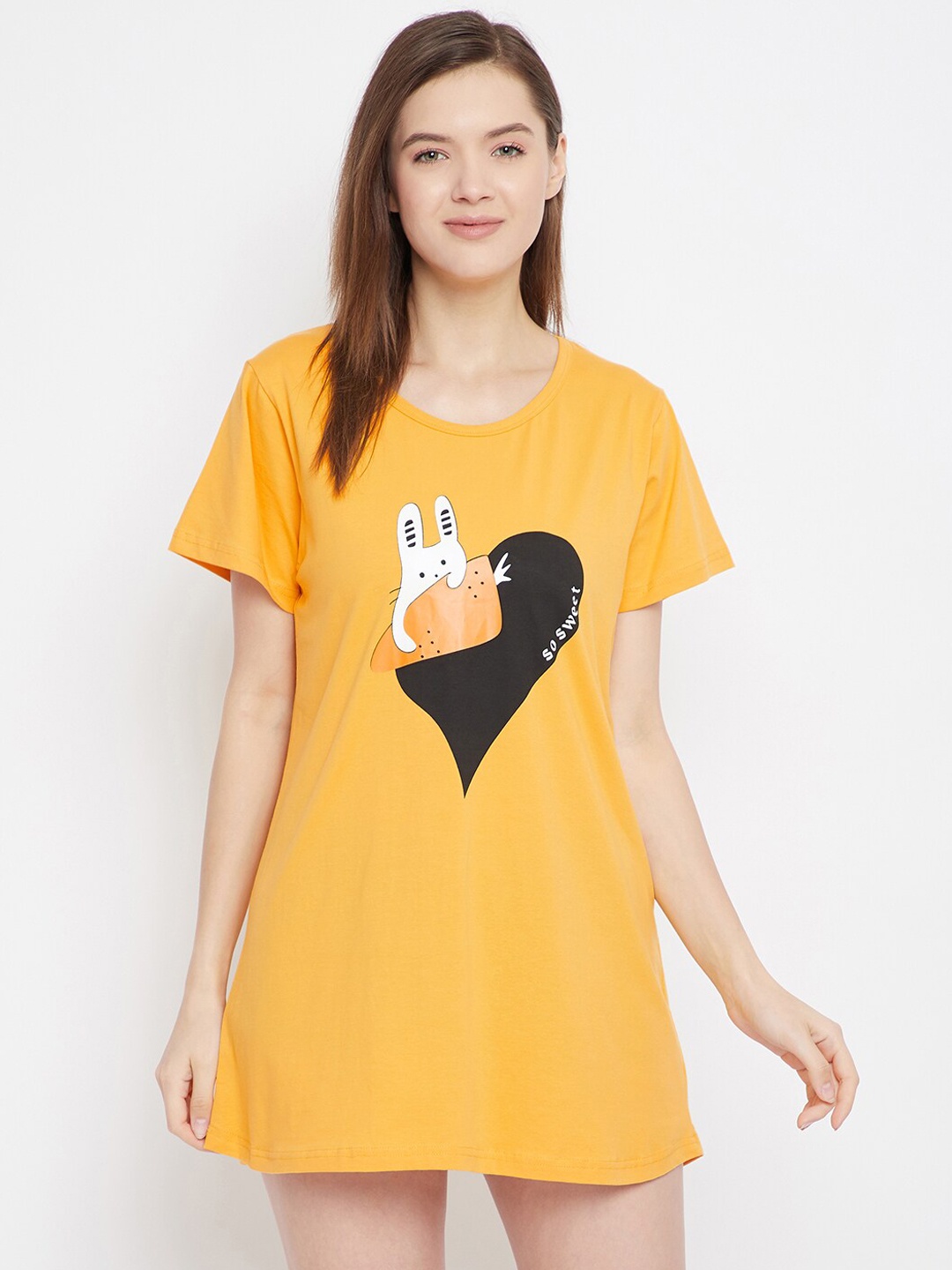 

FRENCH FLEXIOUS Printed Cotton Drop-Shoulder Lounge T-shirt, Mustard