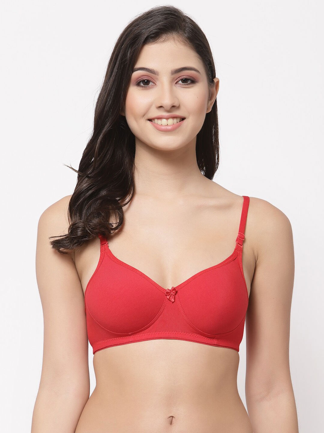 

College Girl Lightly Padded Non-Wired Full Coverage Lightly Padded Cotton T-shirt, Red