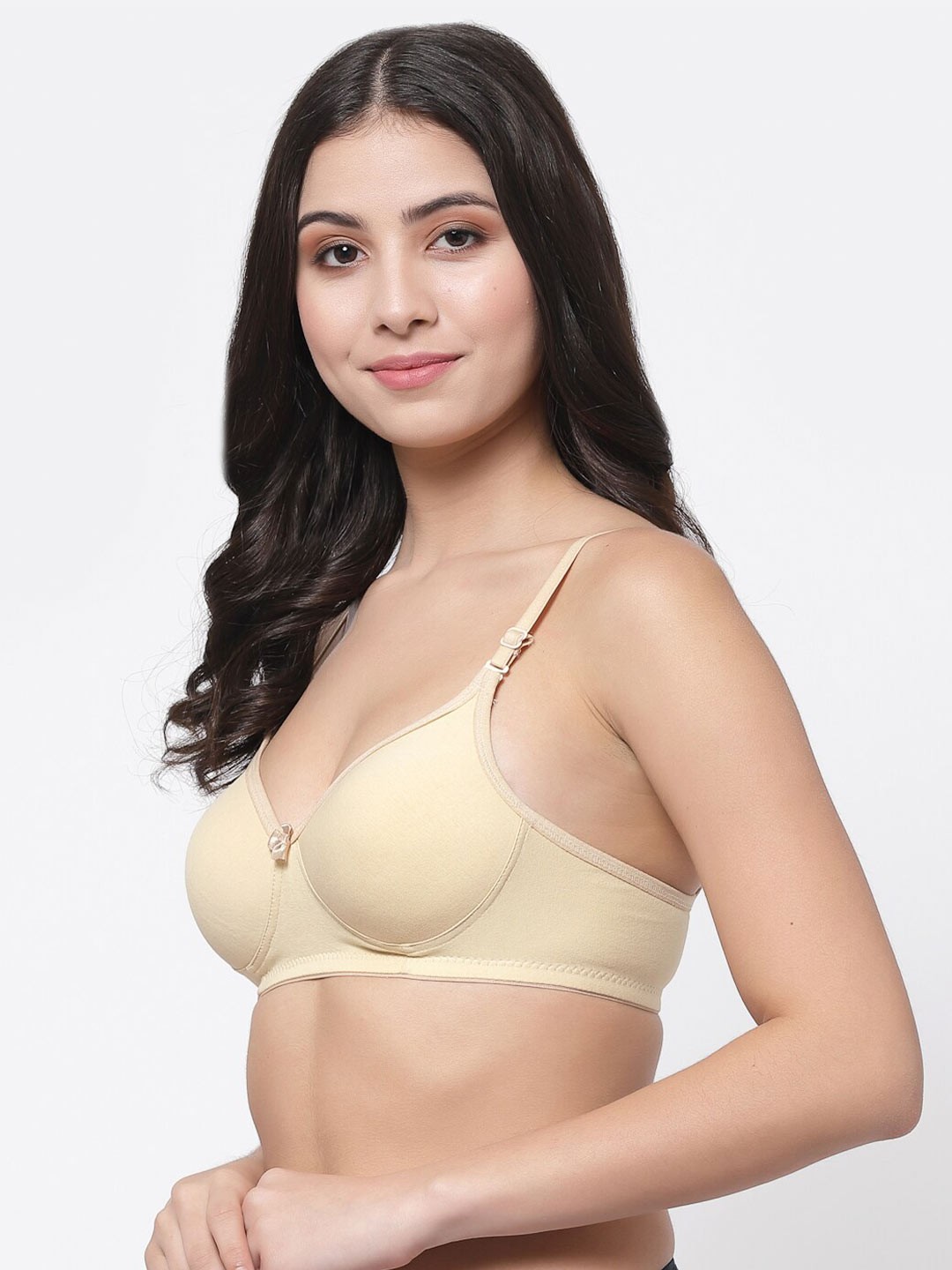 

College Girl Lightly Padded Non-Wired Full Coverage Lightly Padded Cotton T-shirt, Beige