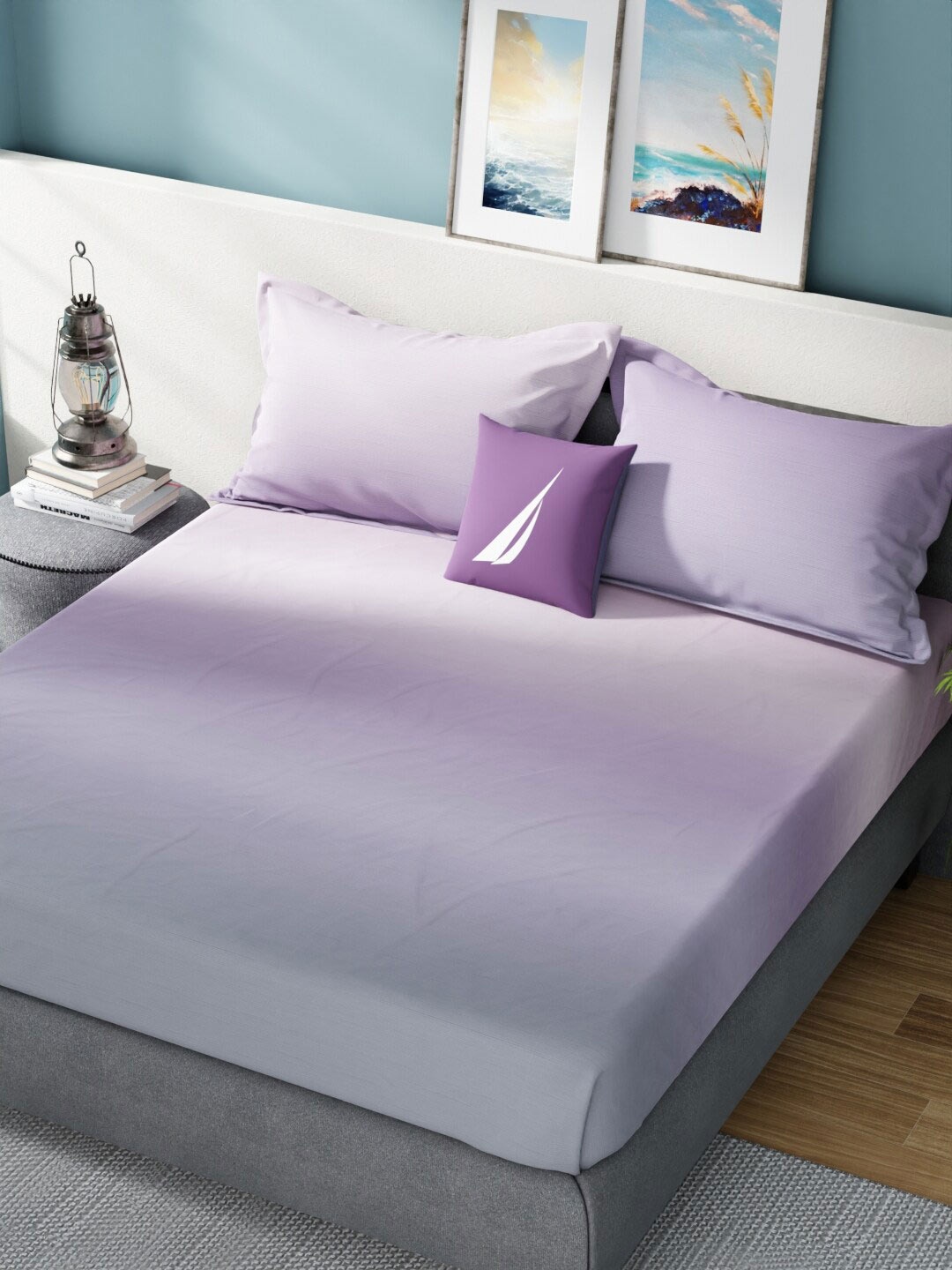 

Nautica Bradford Purple & Mauve 160 TC Pure Cotton King Bedsheet & 2 Pillow Covers