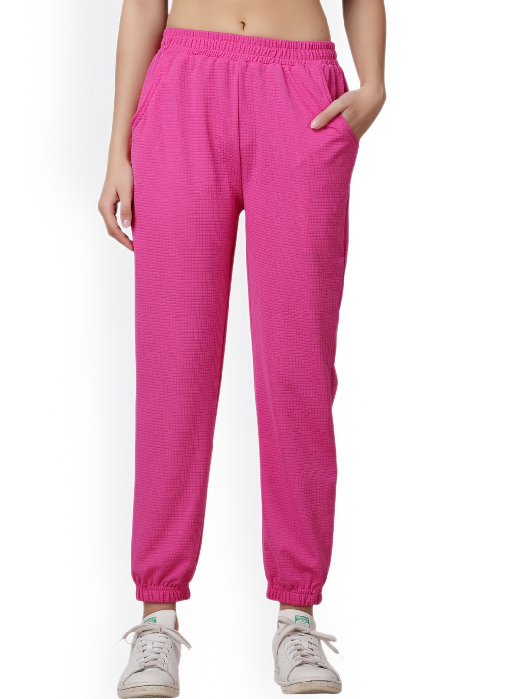 

Popwings Women Self Design Smart Loose Fit Easy Wash Joggers, Pink