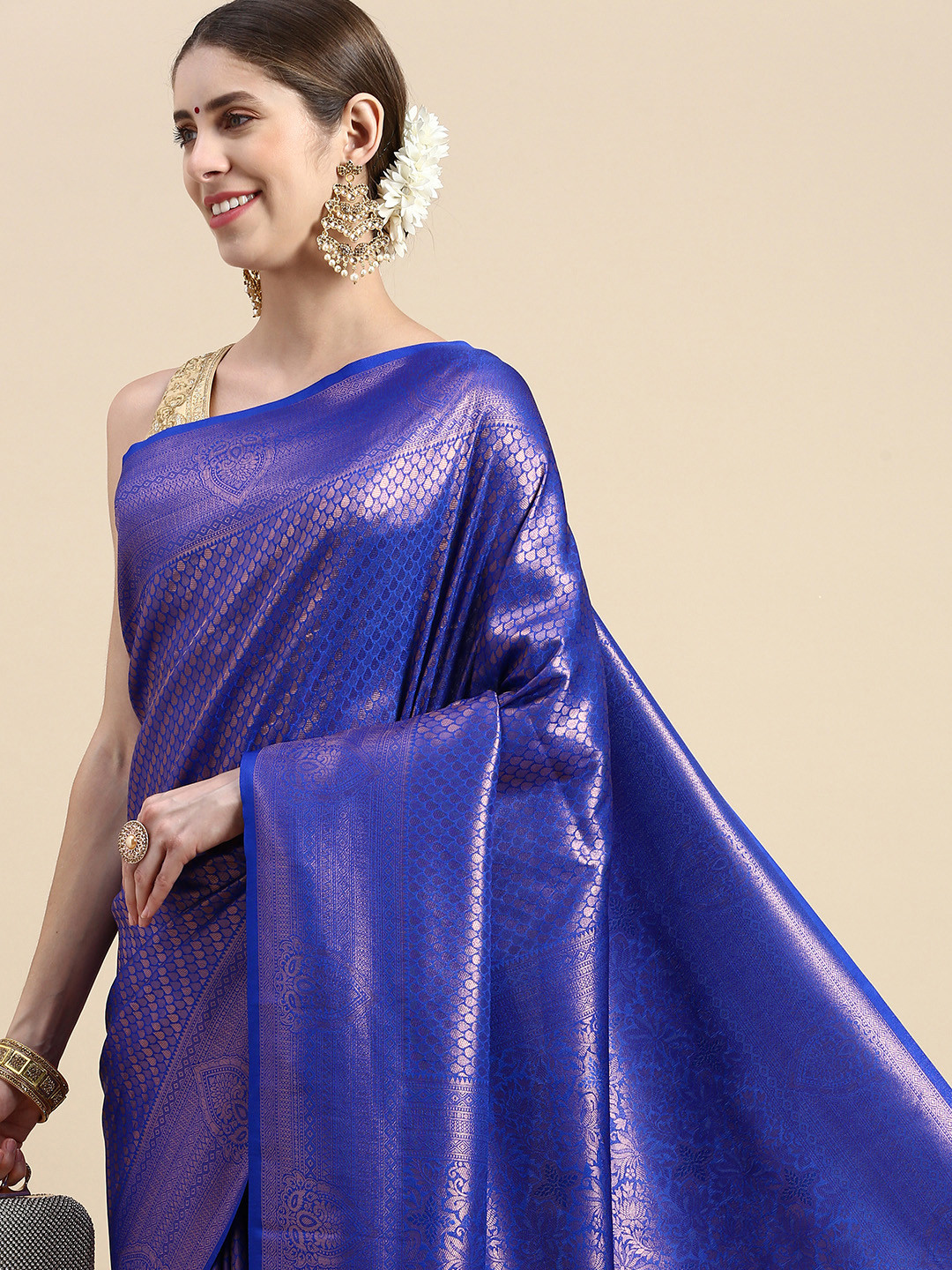 

Pothys Blue Woven Design Art Silk Banarasi Saree