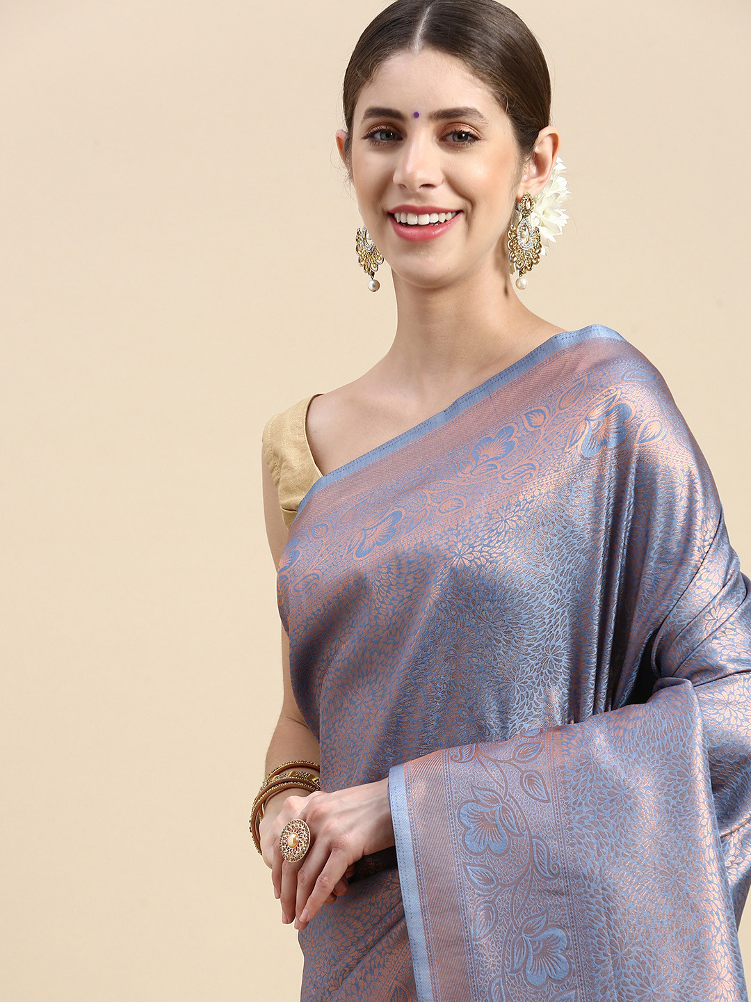 

Pothys Blue Woven Design Art Silk Banarasi Saree