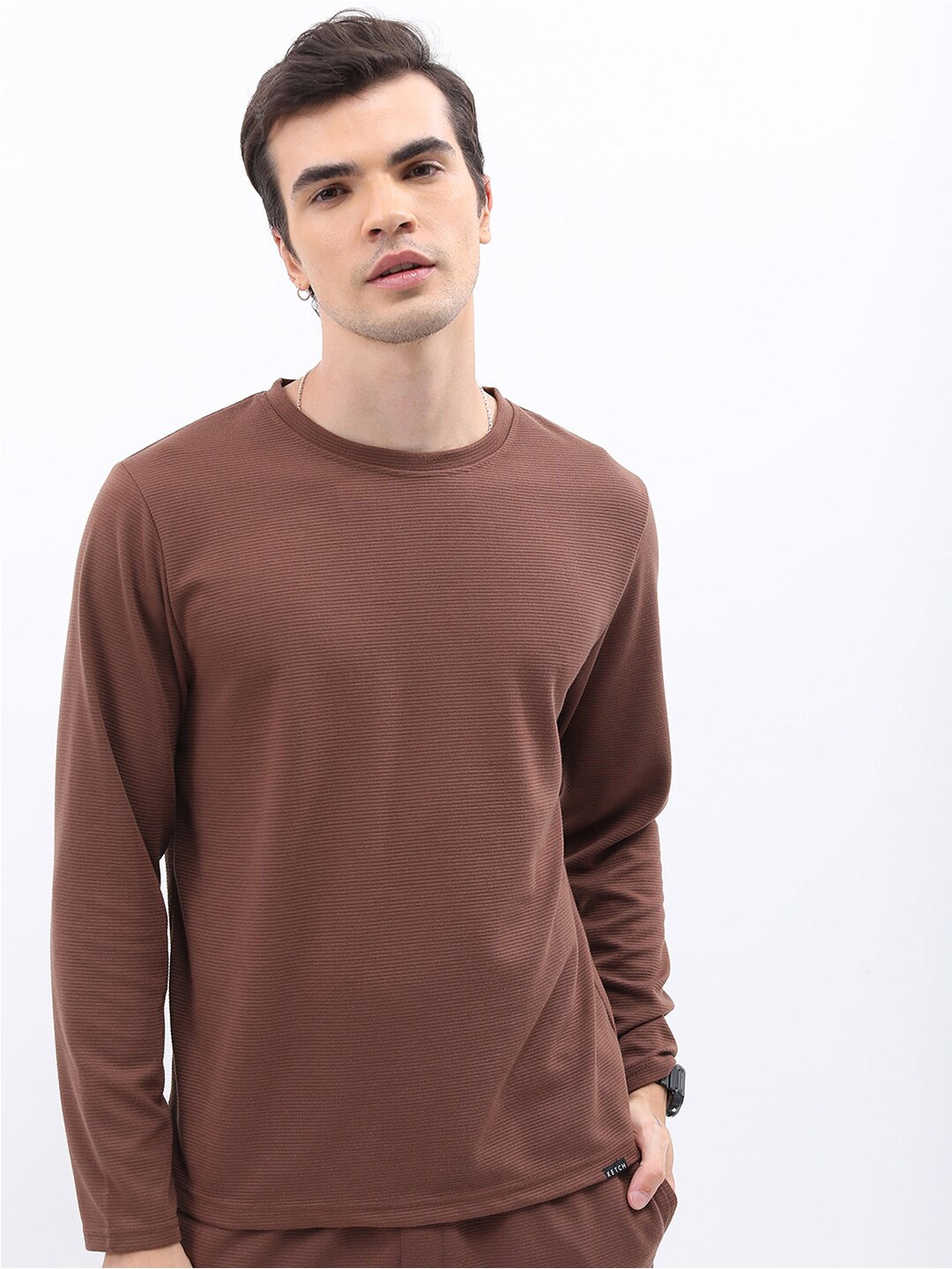

KETCH Round Neck Slim Fit T-shirt, Brown