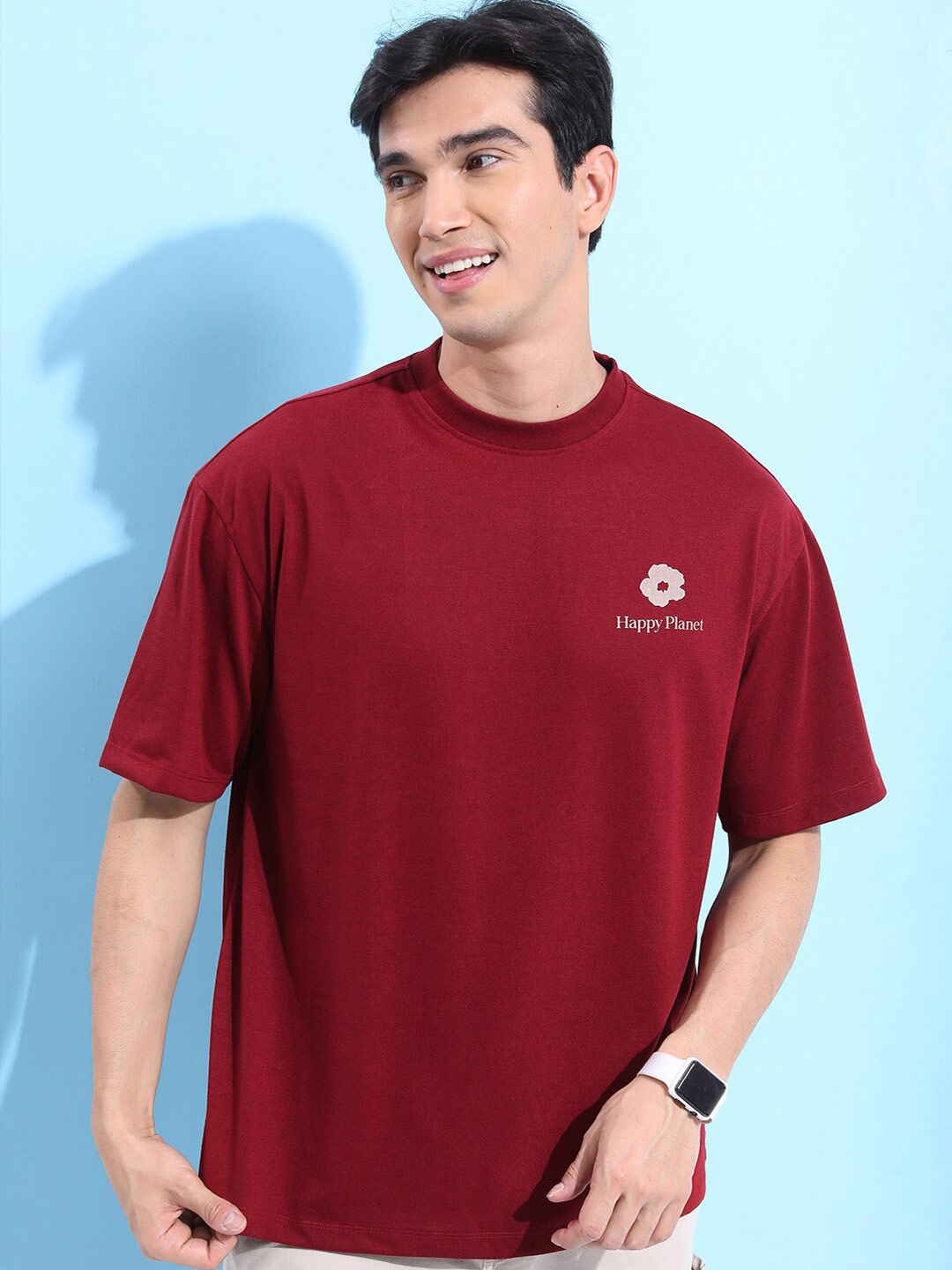 

KETCH Floral Print Drop Shoulder Oversized T-shirt, Maroon