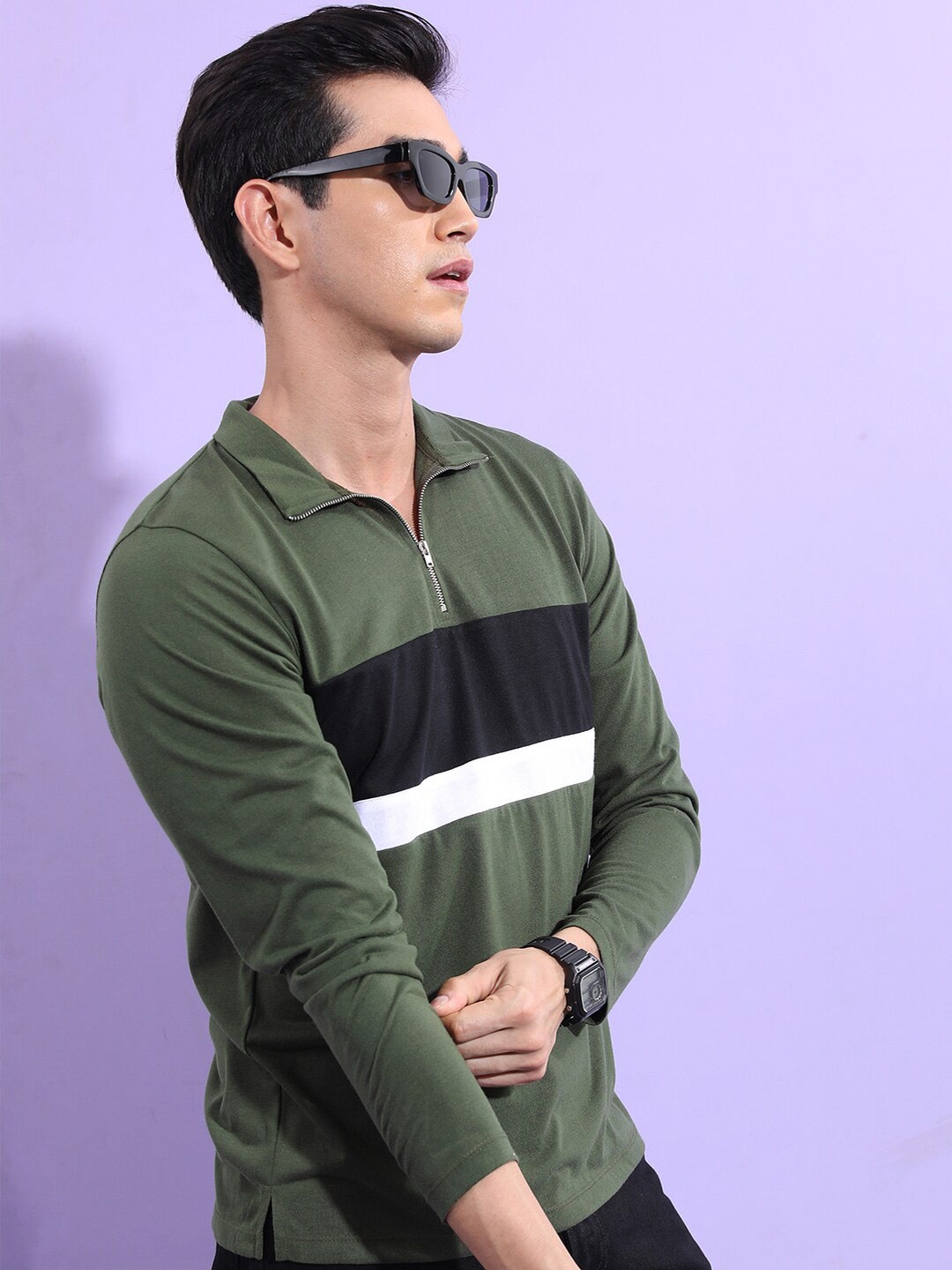 

KETCH Colourblocked Polo Collar T-shirt, Olive