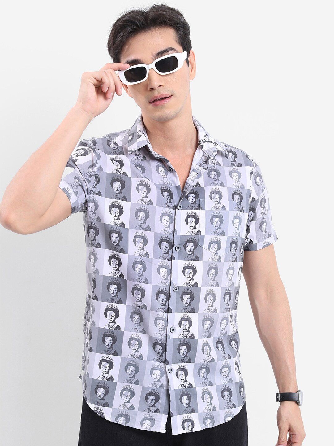 

KETCH People & Places Printed Slim Fit Casual Shirt, Grey