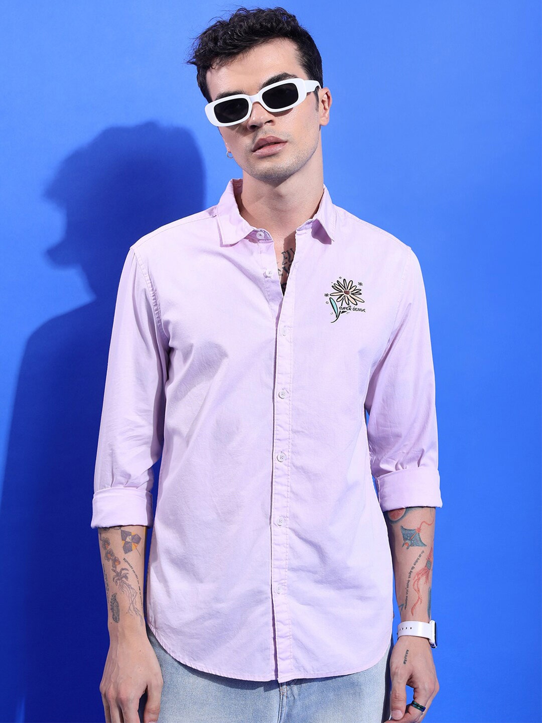 

KETCH Slim Fit Opaque Printed Casual Shirt, Lavender