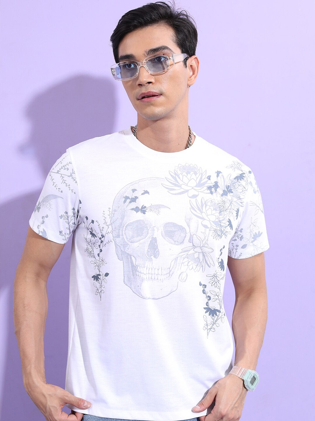

KETCH Graphic Printed Round Neck Relaxed Fit T-shirt, White