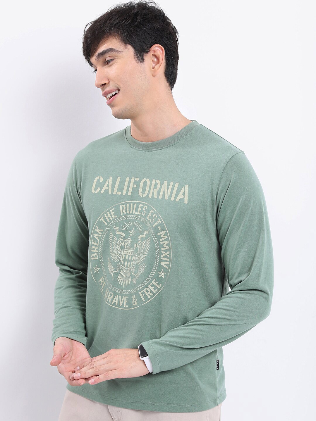 

KETCH Typography Printed Relaxed Fit T-shirt, Green