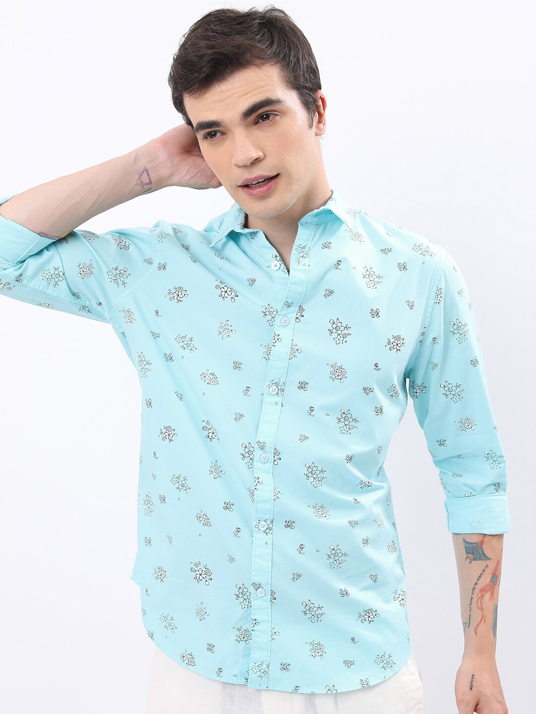 

KETCH Slim Fit Floral Printed Cotton Casual Shirt, Blue