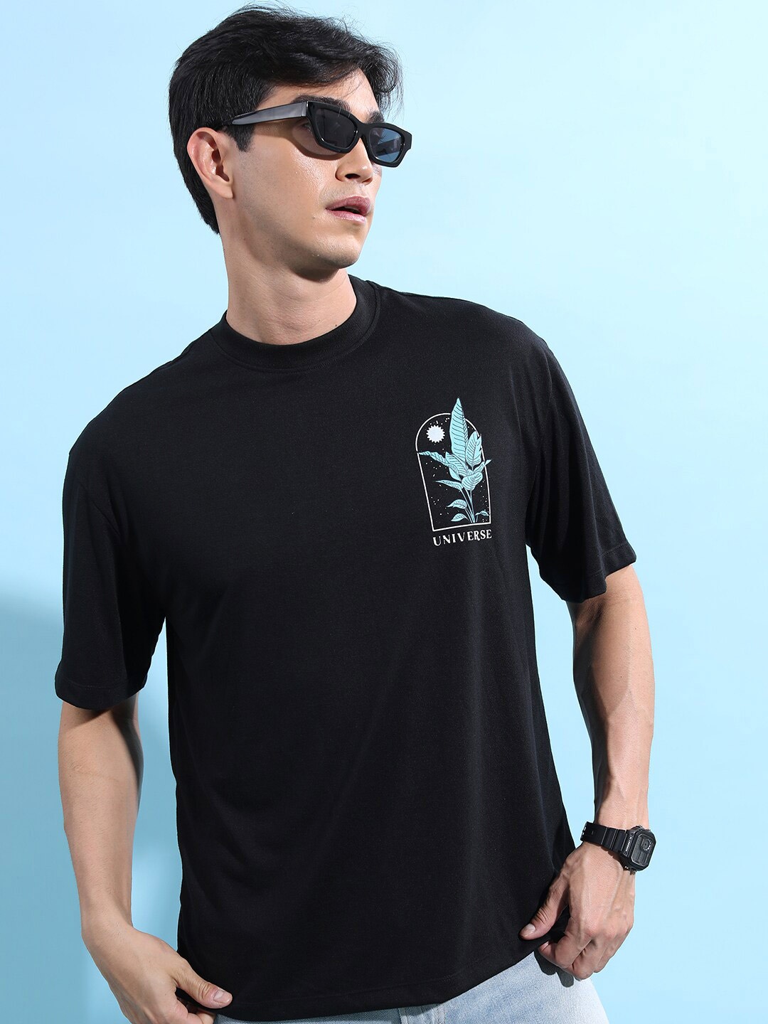 

KETCH Graphic Printed Oversized T-shirt, Black