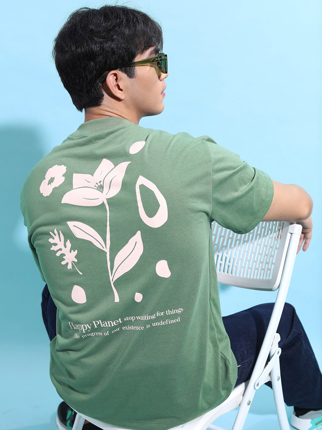 

KETCH Graphic Printed Oversized T-shirt, Green