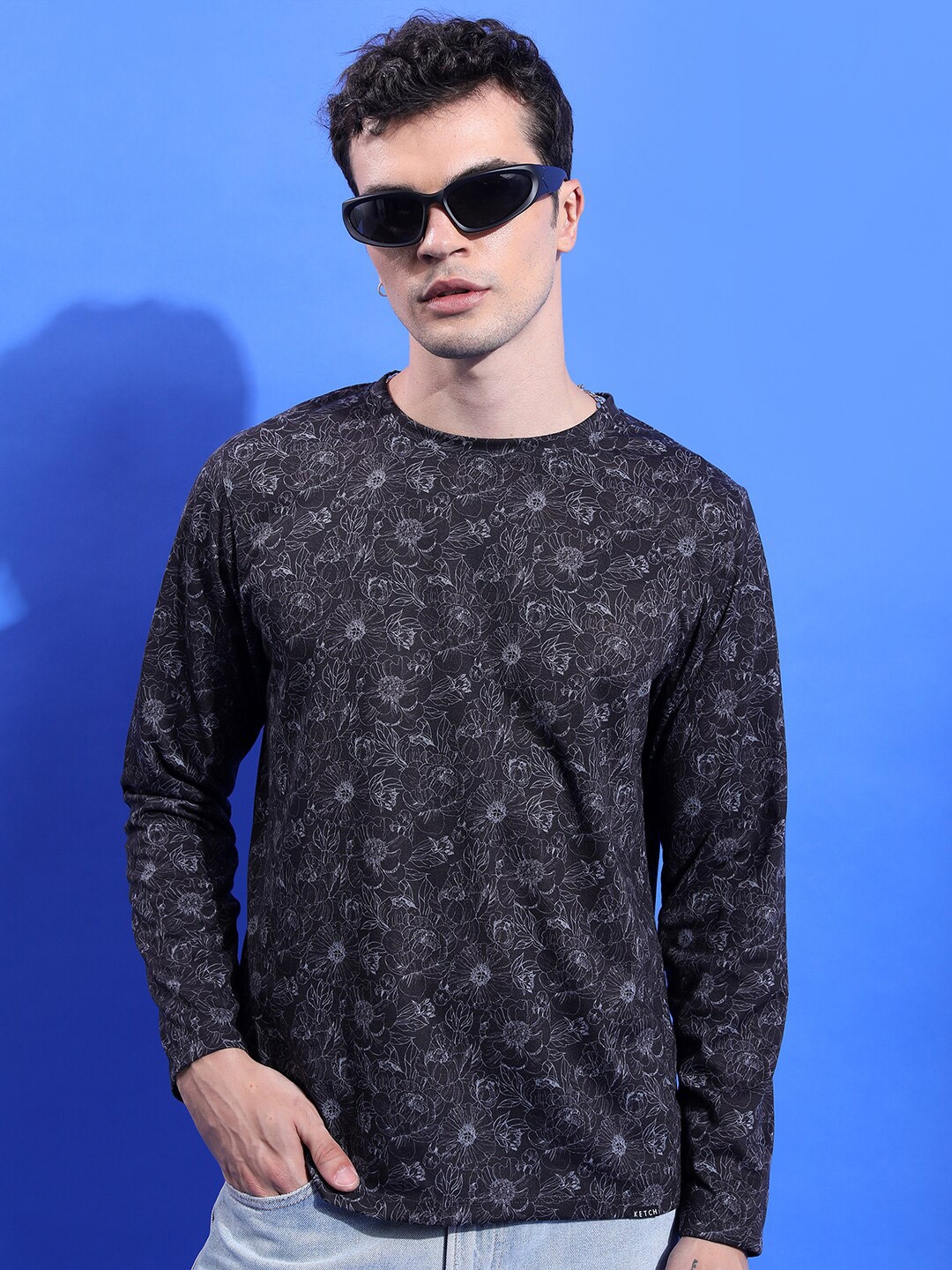 

KETCH Floral Printed Long Sleeve T-shirt, Black