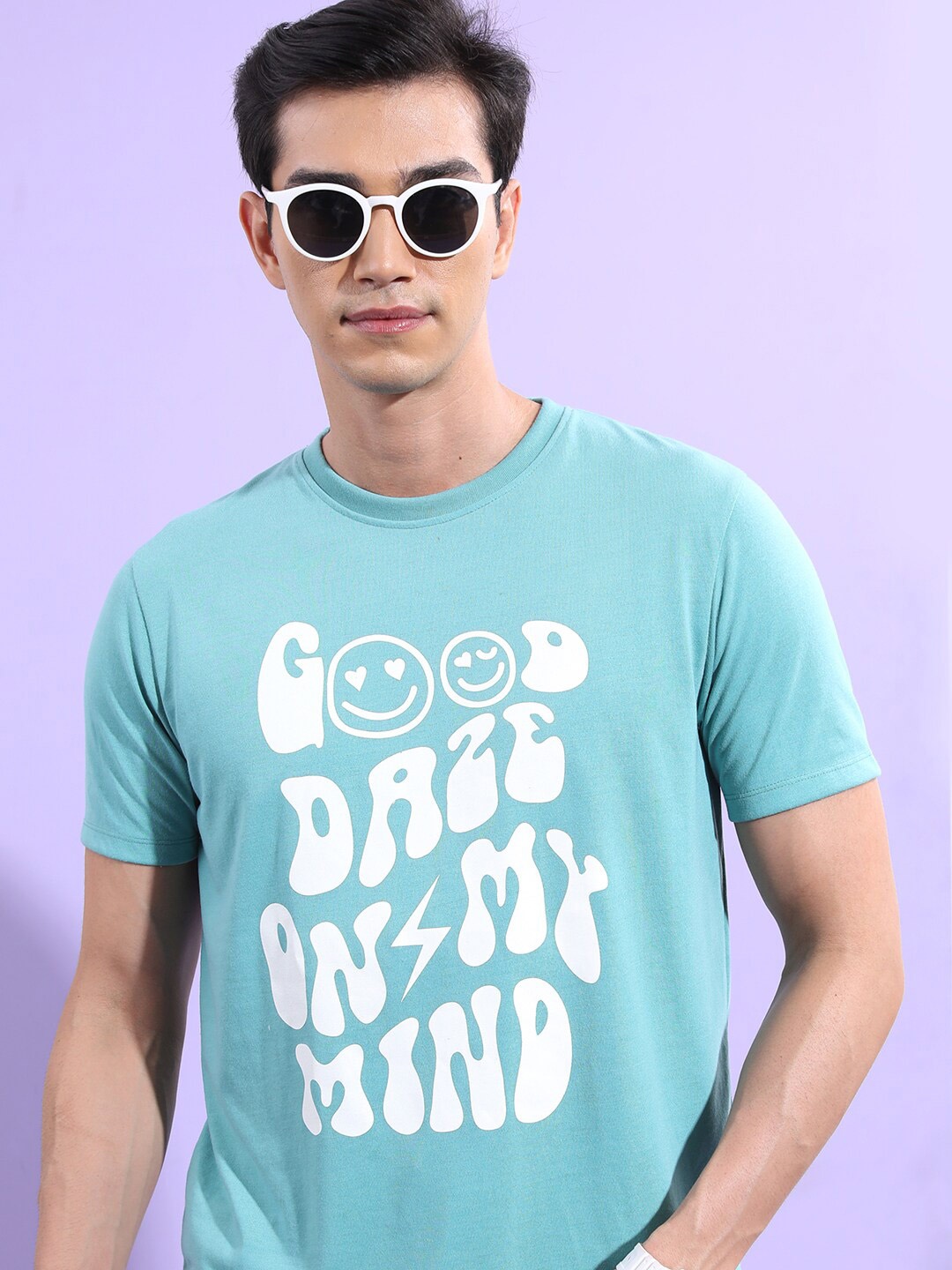 

KETCH Typography Printed Round Neck Relaxed Fit T-shirt, Sea green