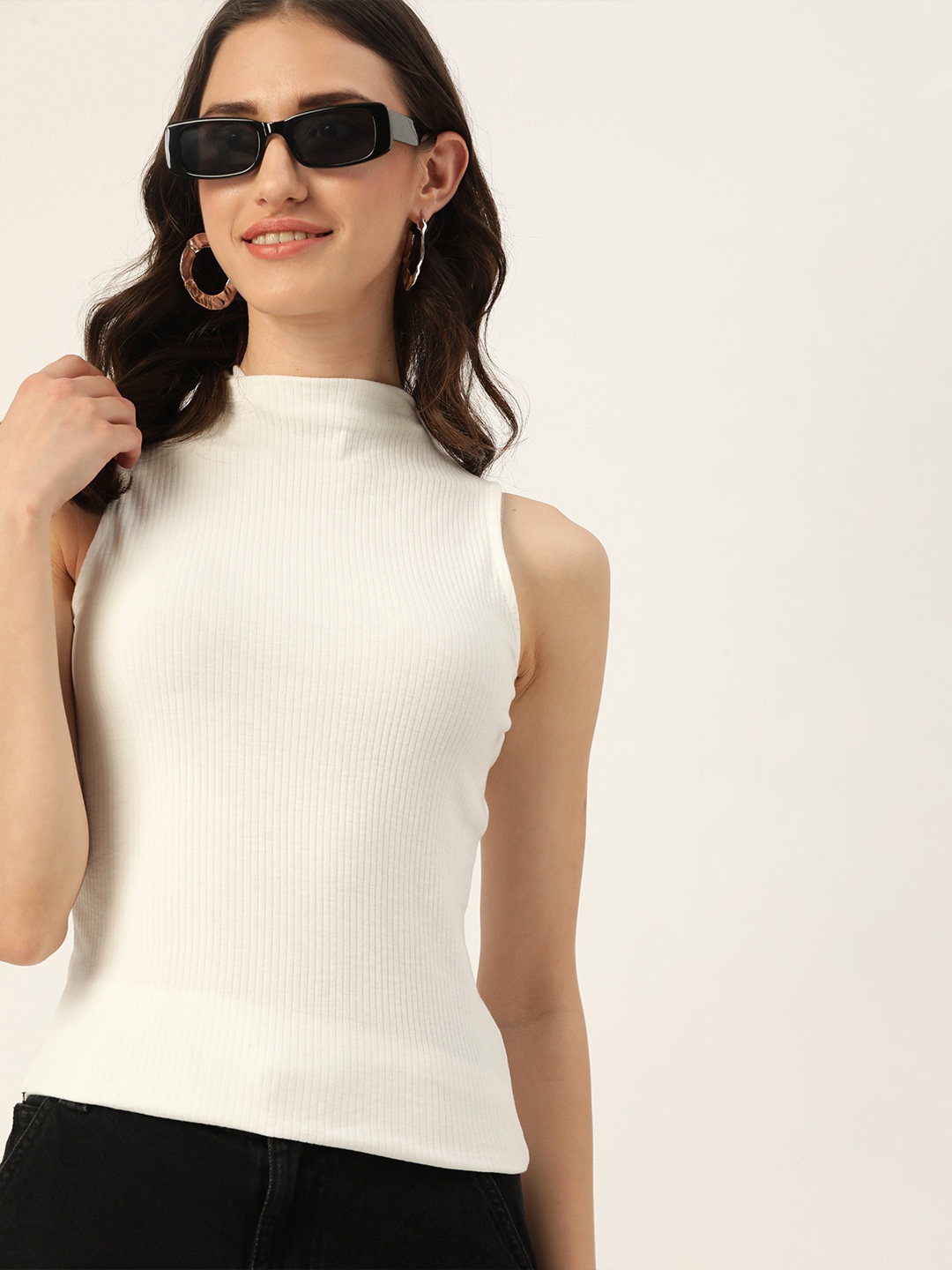 

DressBerry High Neck Top, White