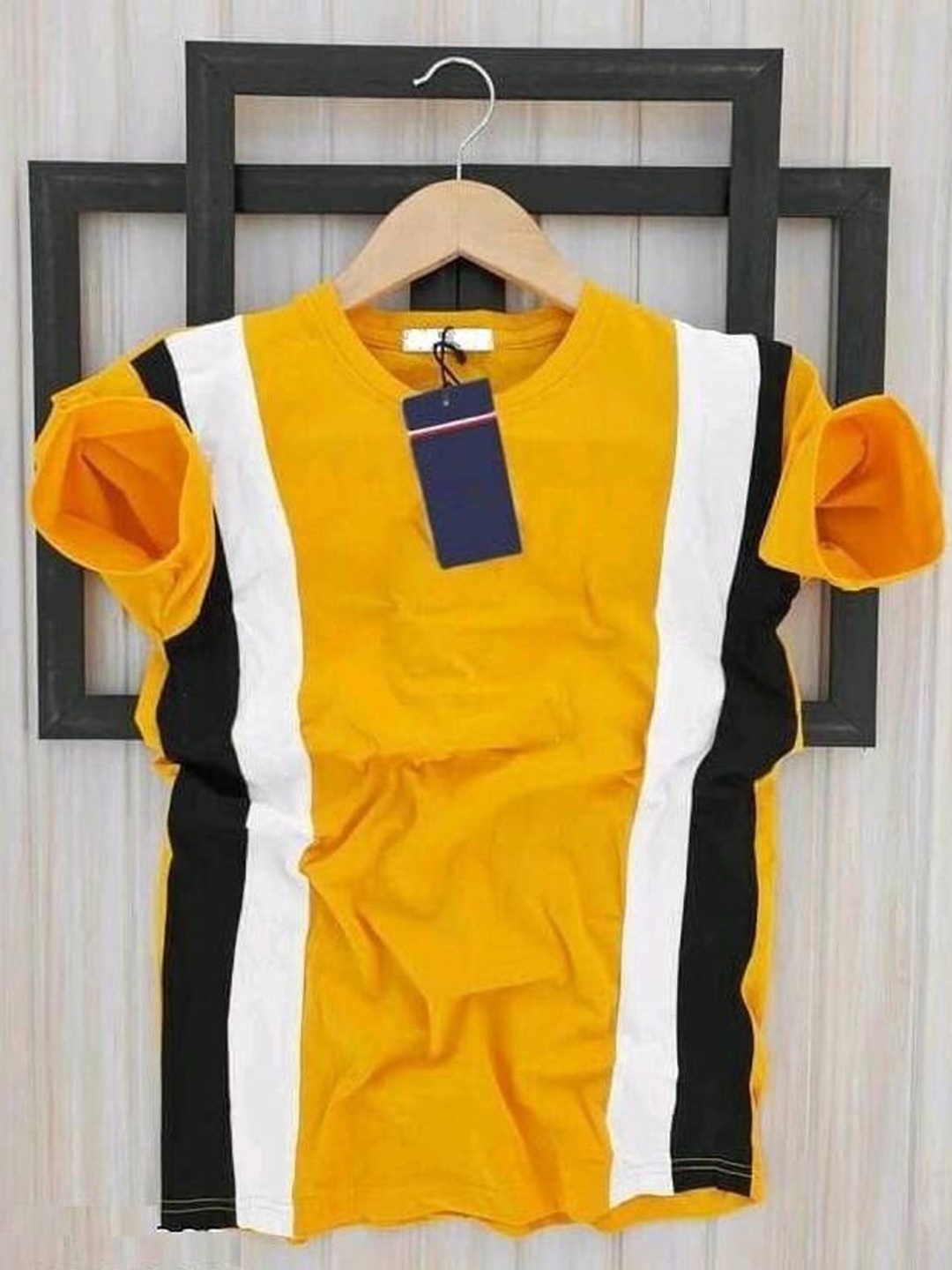 

Try This Striped Round Neck Cotton T-shirt, Yellow