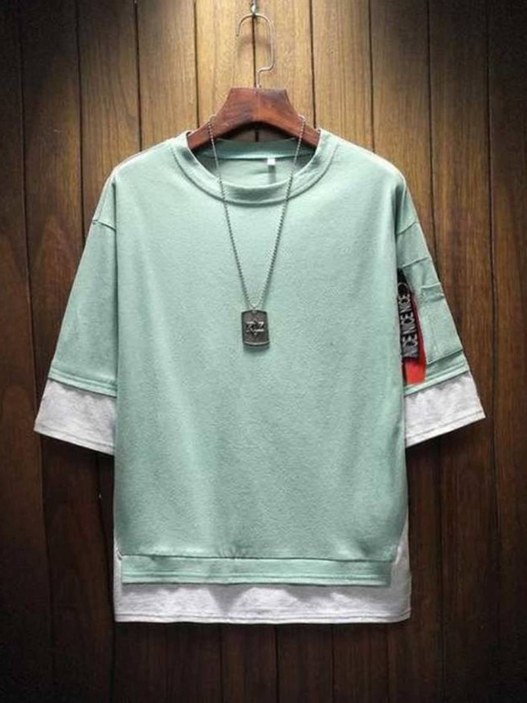 

Try This Drop Shoulder Cotton T-shirt, Sea green