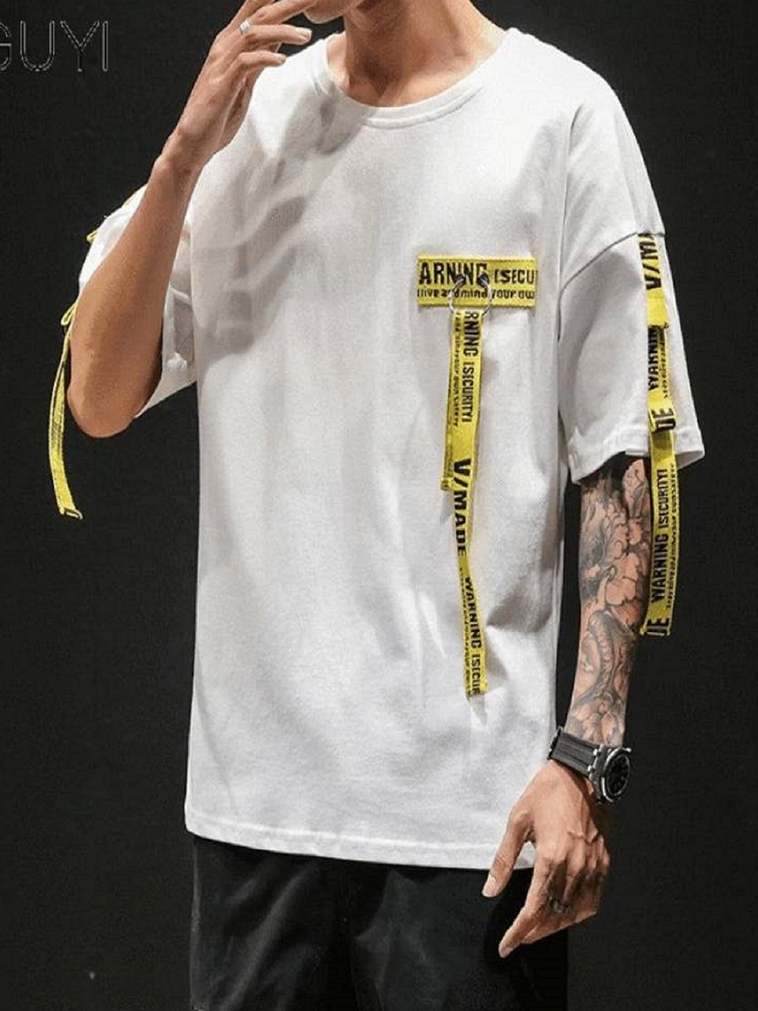 

Try This Typography Printed Drop-Shoulder Cotton T-shirt, White