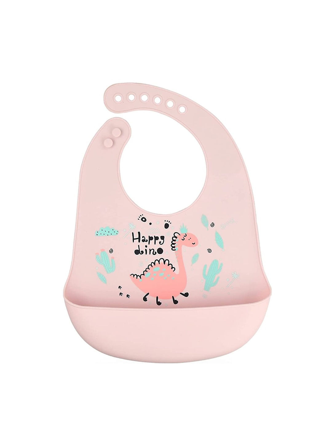 

YOUSTYLO Kids Printed Adjustable Bibs With Crumb Collector, Pink