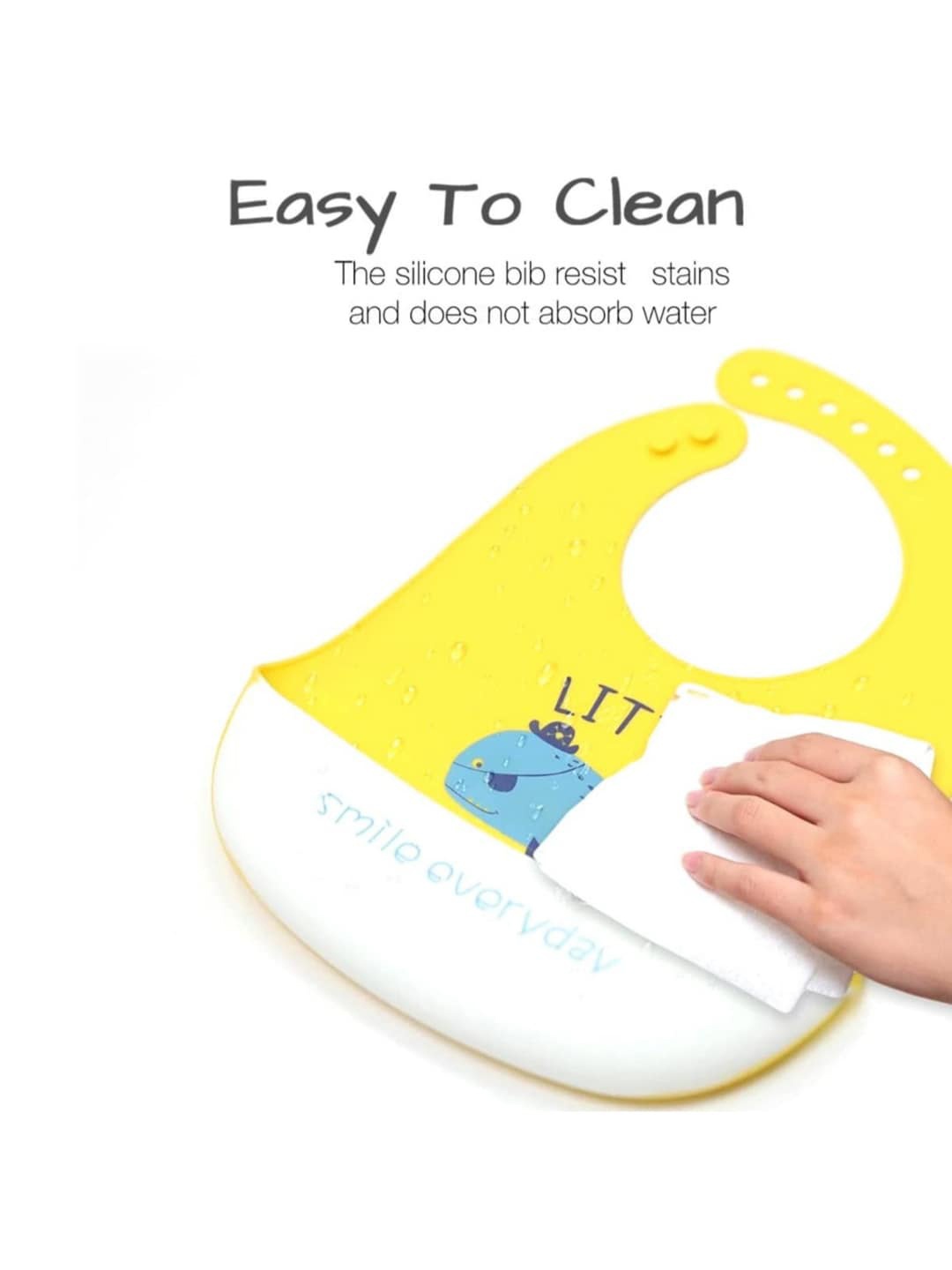 

YOUSTYLO Kids Printed Adjustable Bibs With Crumb Collector, Yellow
