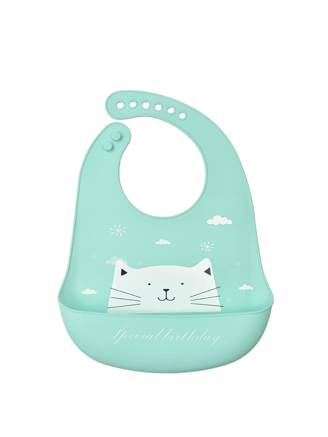 

YOUSTYLO Kids Printed Adjustable Bibs With Crumb Collector, Sea green