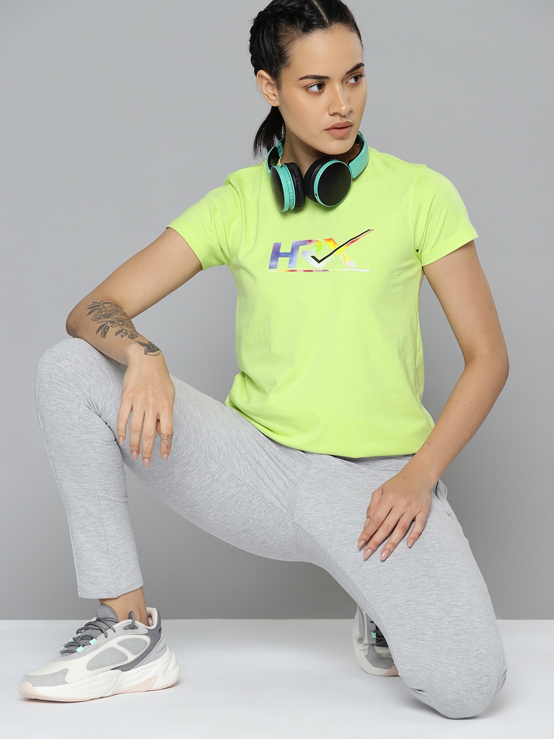 

HRX by Hrithik Roshan Women Brand Logo Printed T-shirt, Lime green