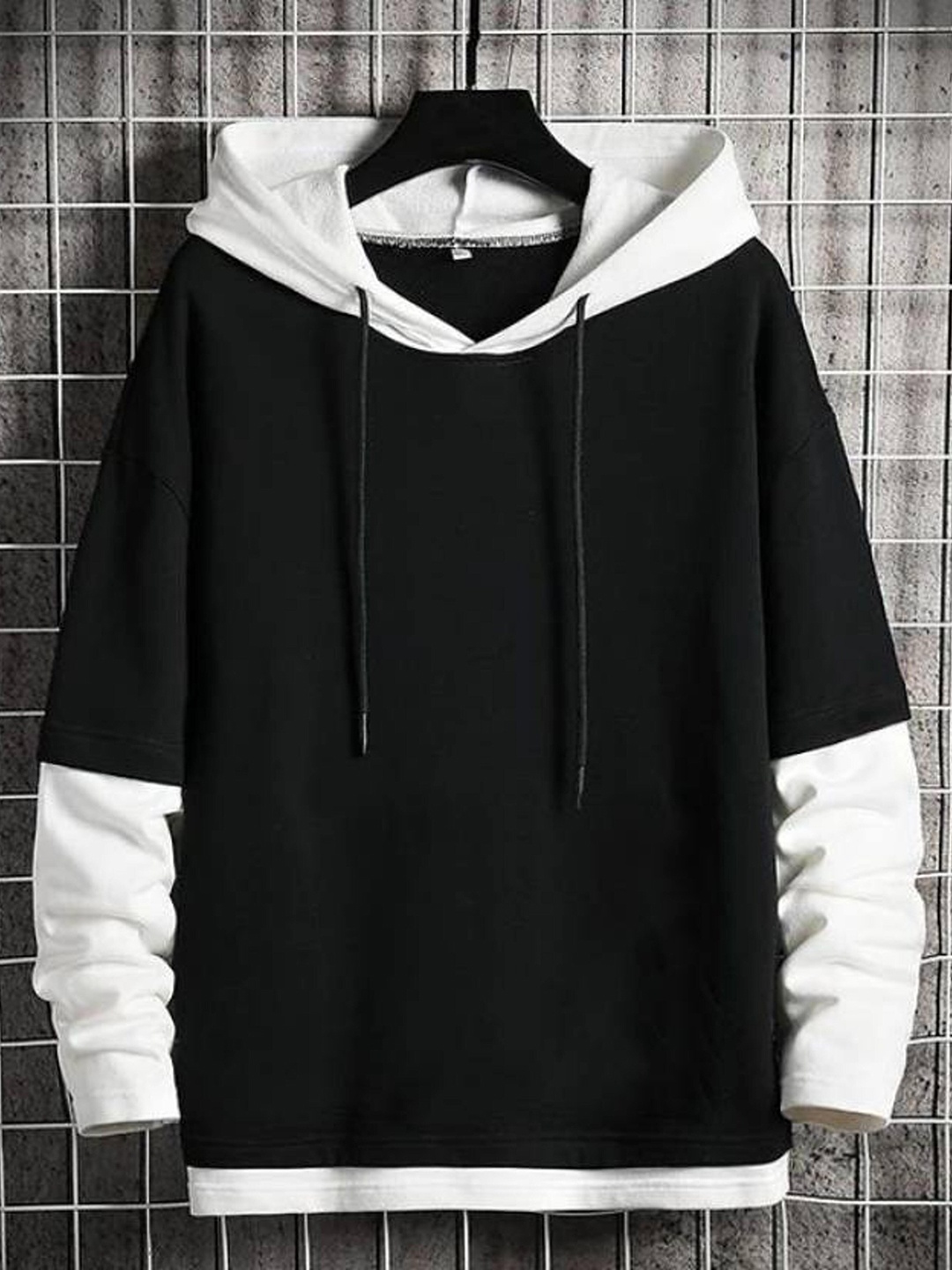 

Try This Colourblocked Hooded Cotton T-shirt, Black