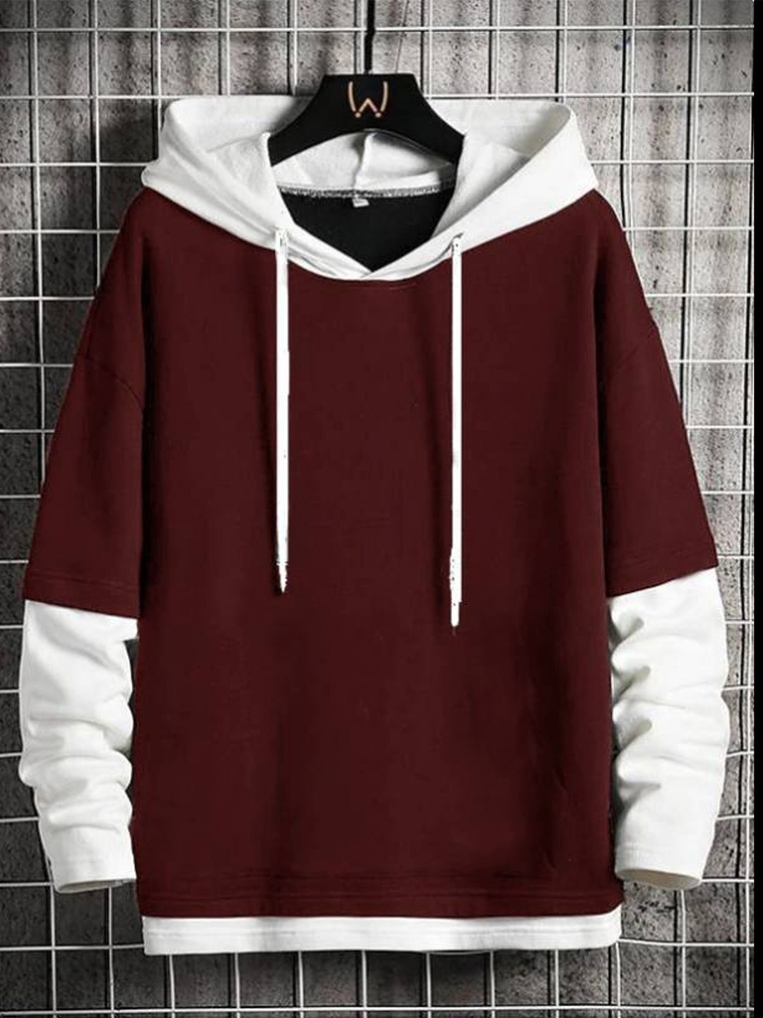 

Try This Colourblocked Hooded Cotton T-shirt, Maroon