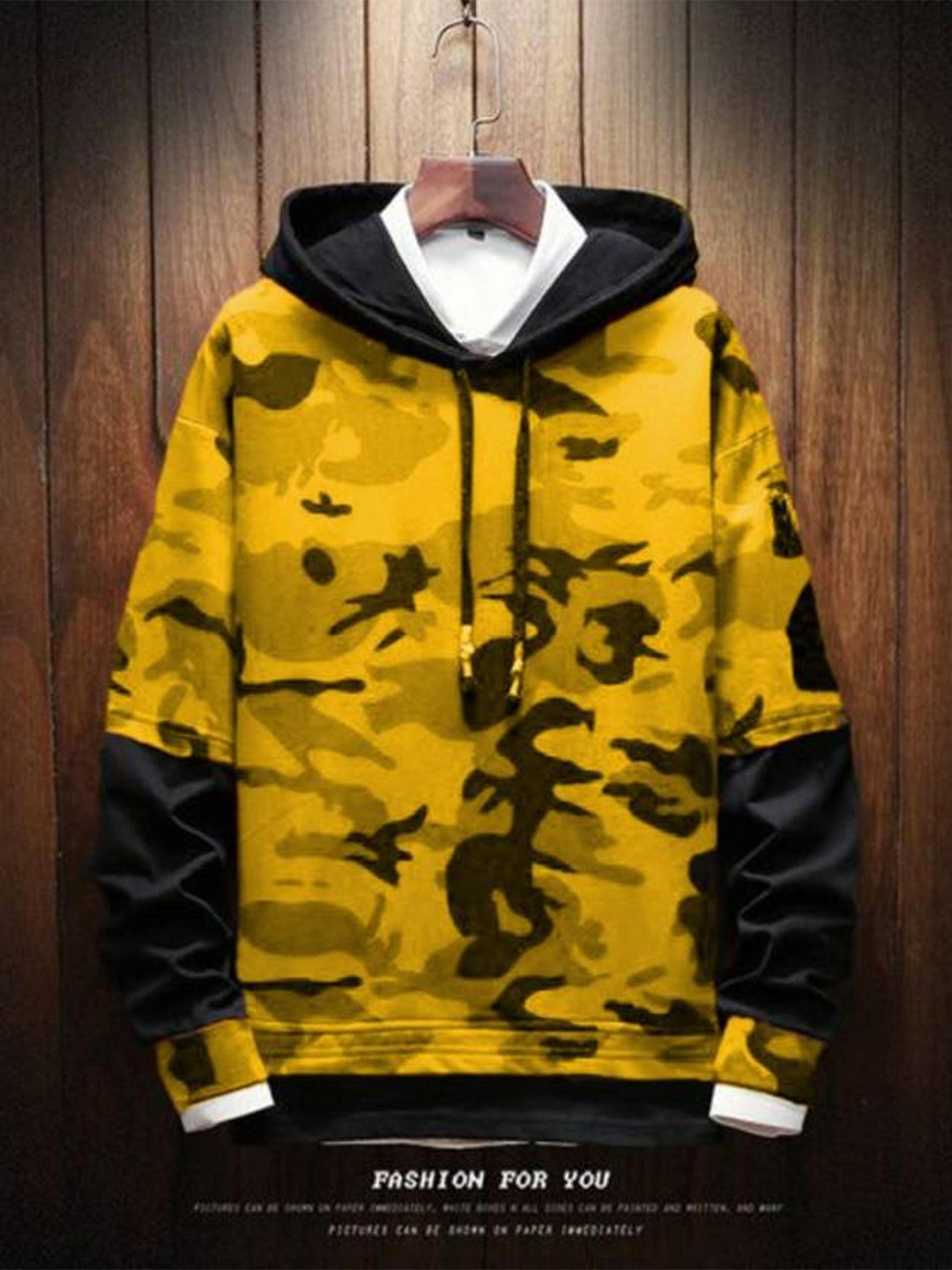

Try This Camouflage Printed Hooded Cotton T-shirt, Yellow