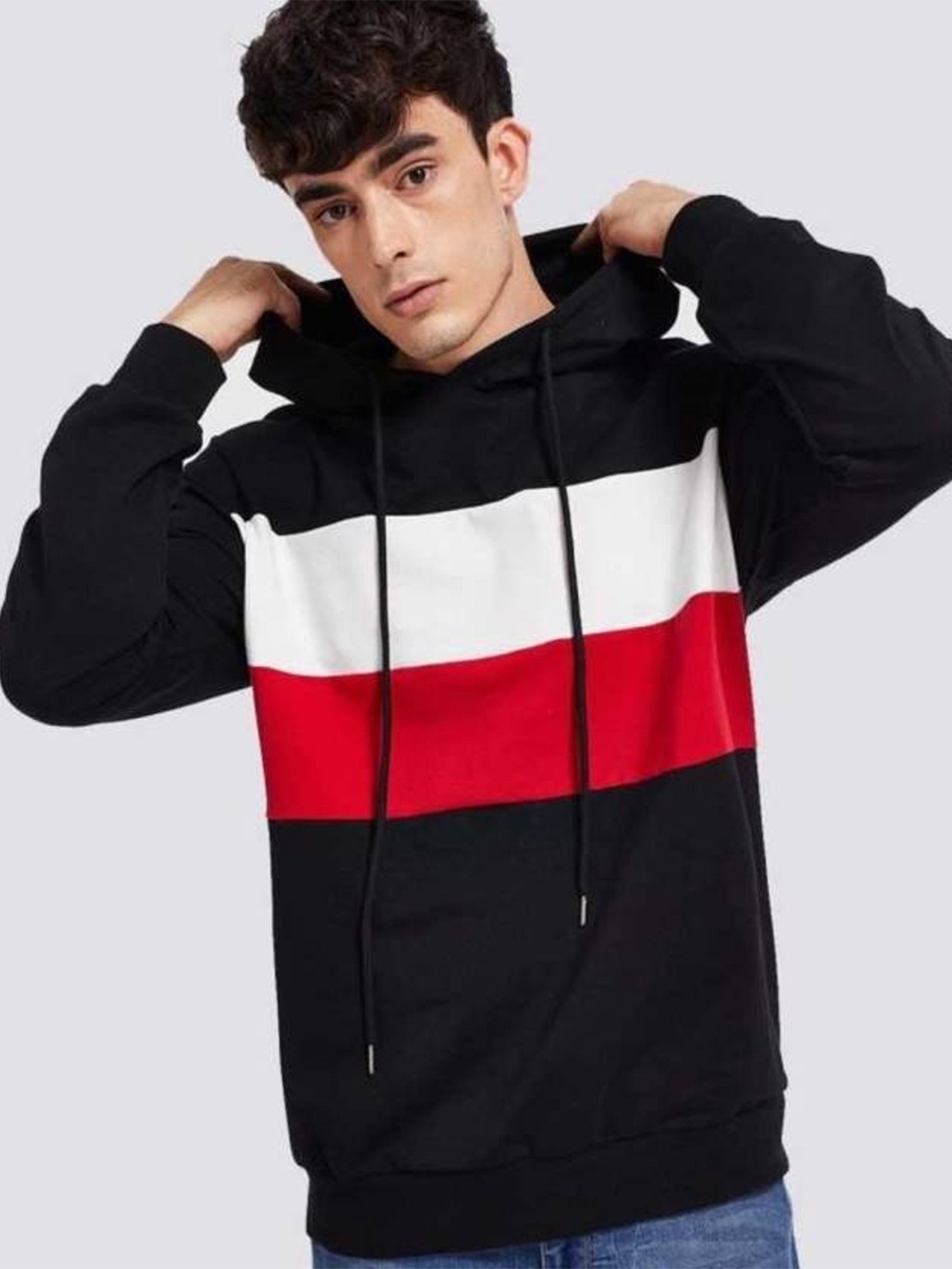 

Try This Colourbocked Hooded Cotton T-shirt, Black