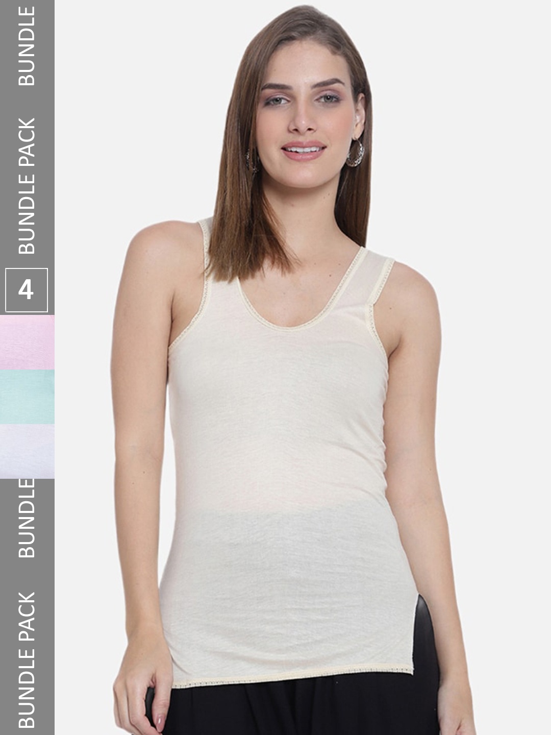 

SKY HEIGHTS Women Pack Of 4 Pure Cotton Camisoles, White