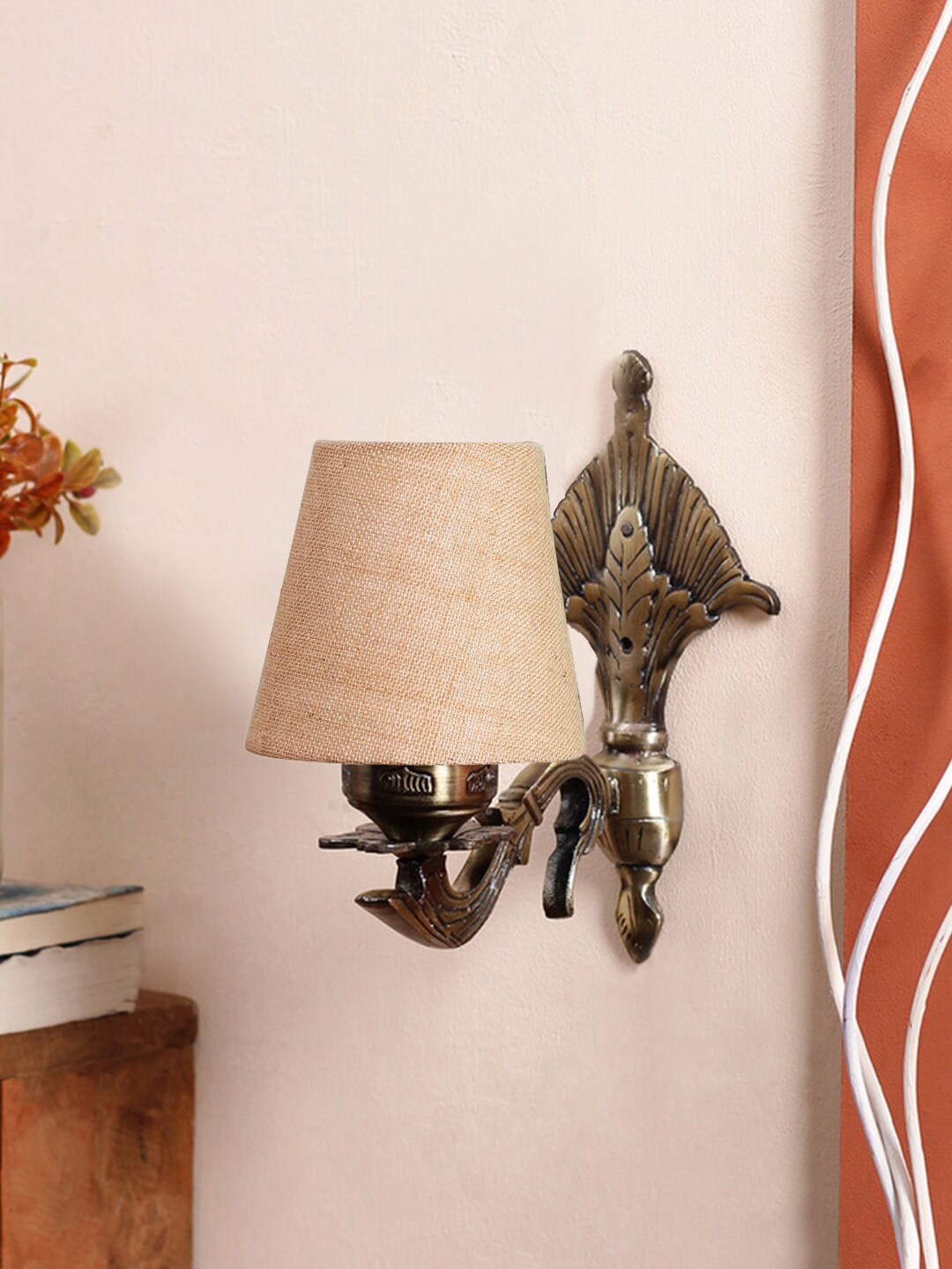 

Devansh Beige Antique Wall Lamp With Cotton Conical Shade