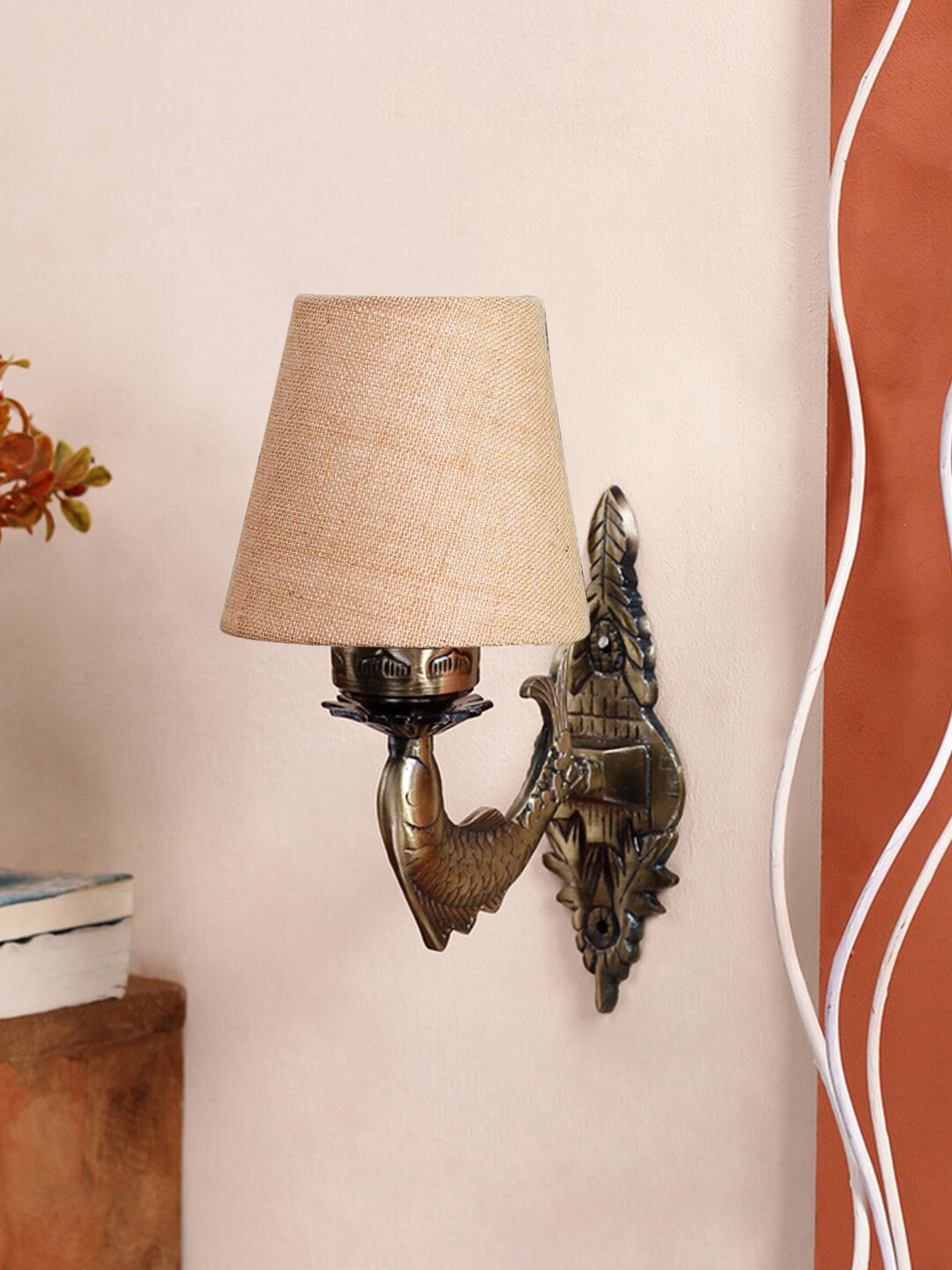 

Devansh Beige Antique Wall Lamp With Jute Conical Shade