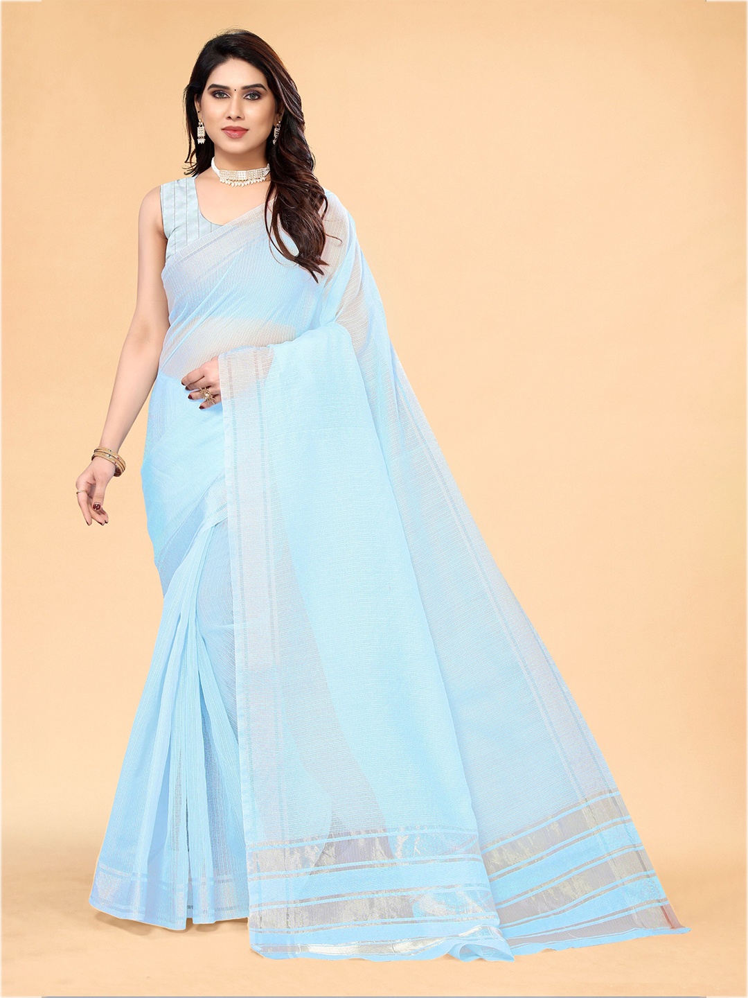 

Sidhidata Striped Zari Kota Saree, Blue