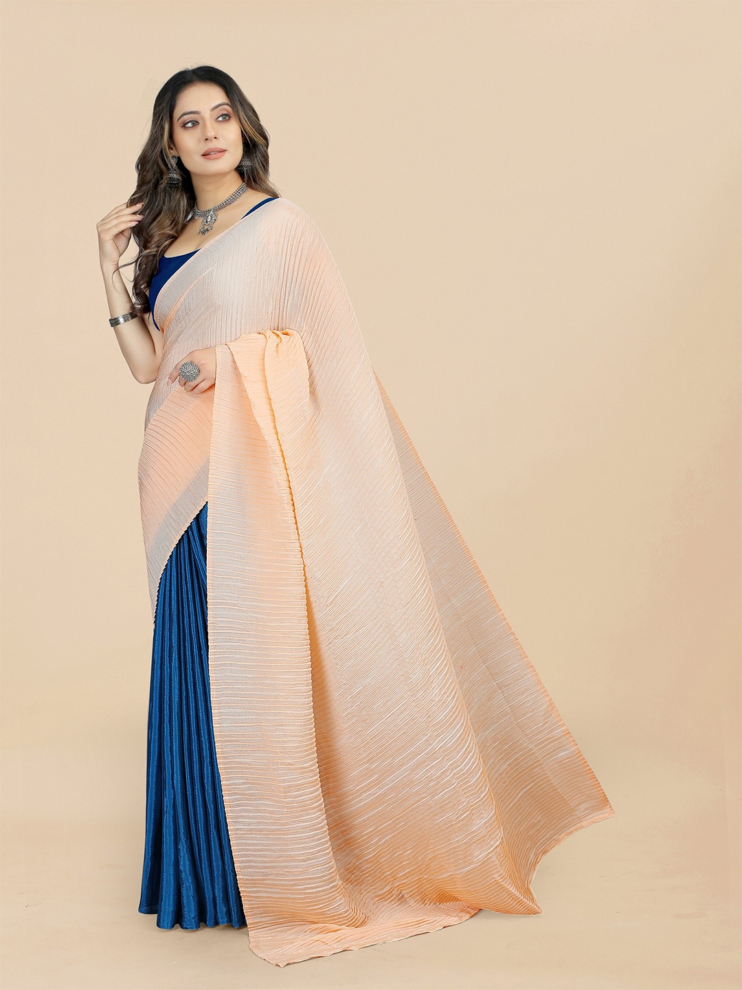 

Sidhidata Half and Half Party Wear Saree, Peach