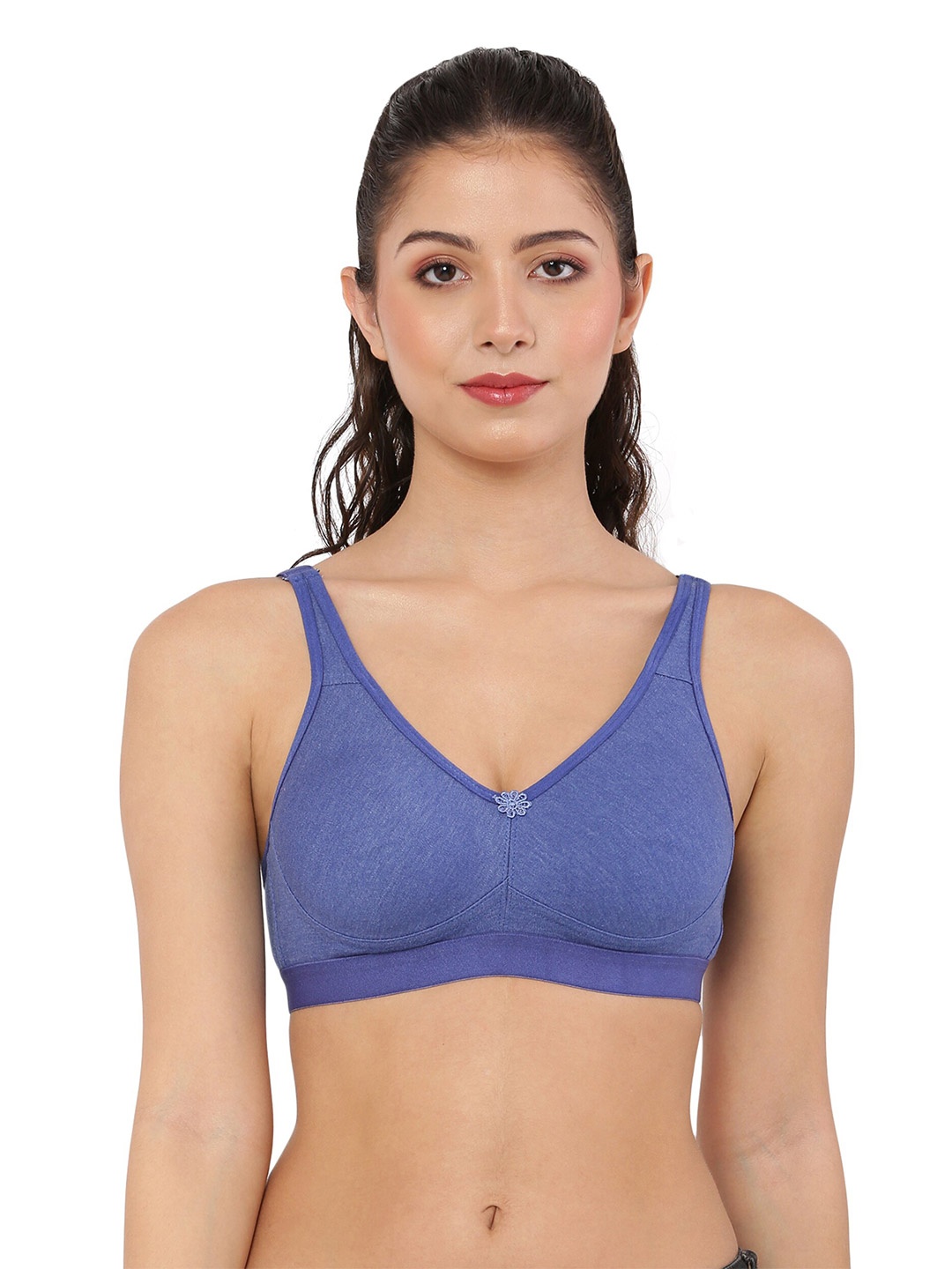 

Piylu Non-Padded Full Coverage All Day Comfort Seamless T-Shirt Bra, Blue