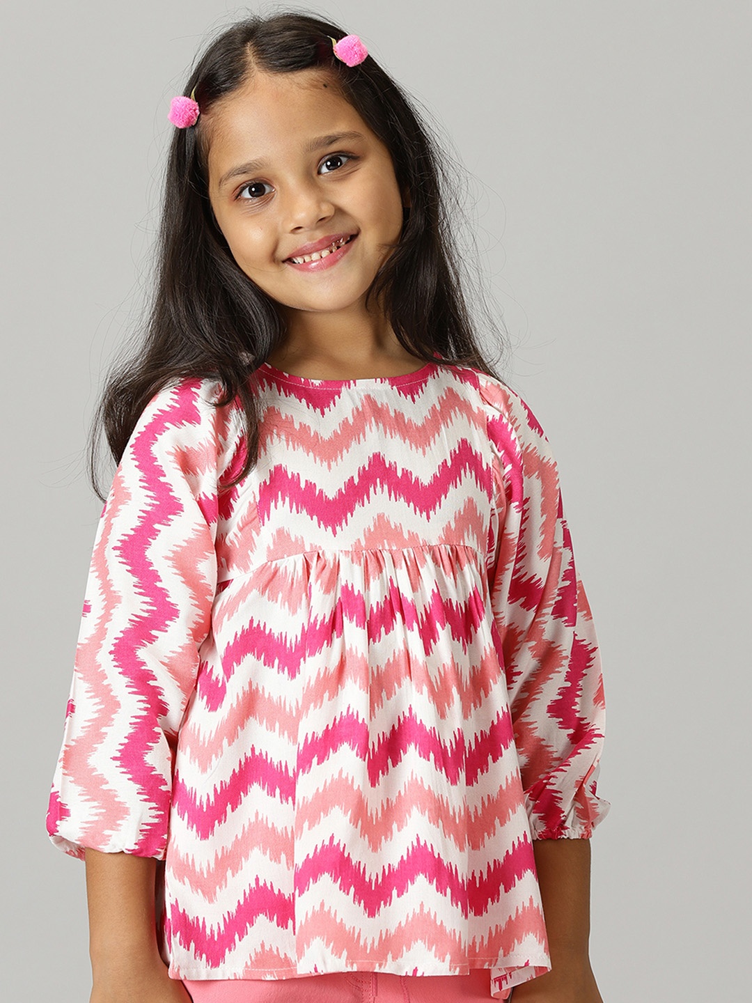 

KiddoPanti Girls Printed A-Line Dress, Pink