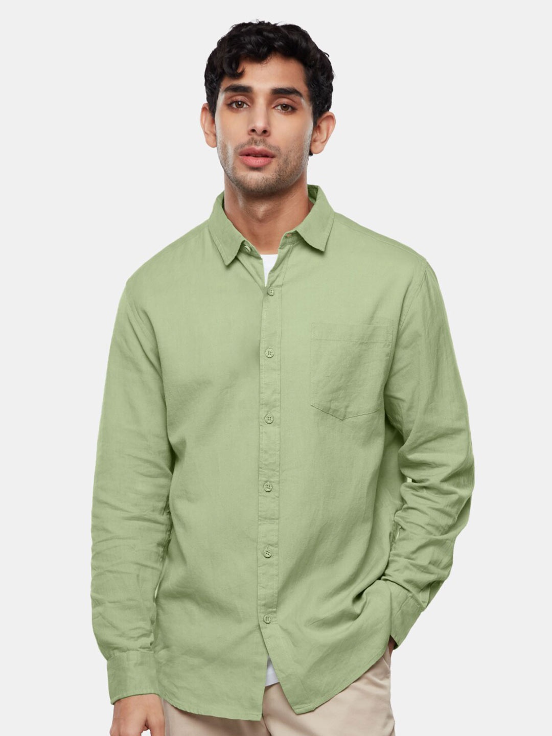 

The Souled Store Relaxed Fit Opaque Casual Shirt, Green