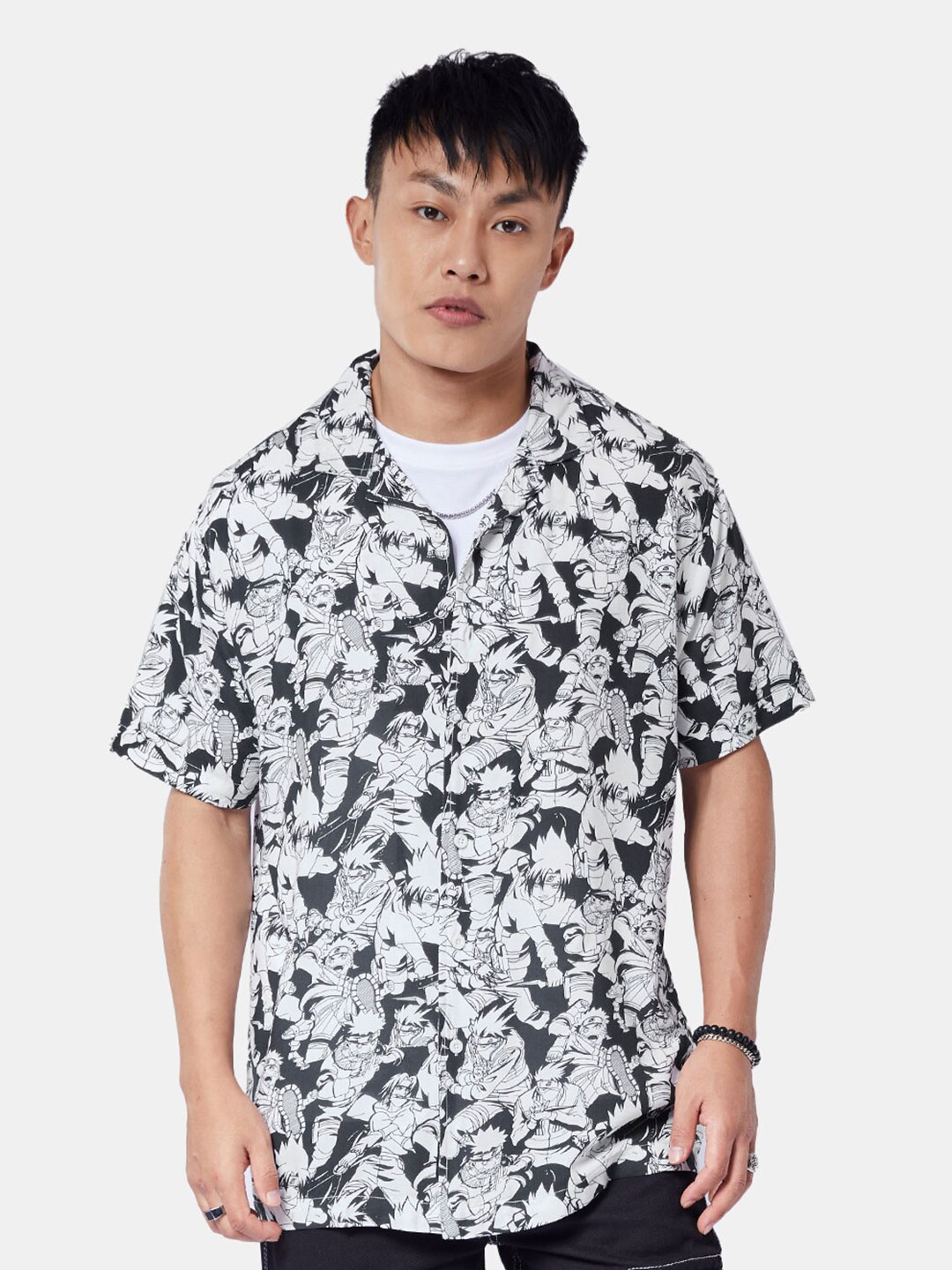 

The Souled Store Relaxed Boxy Naruto Printed Casual Shirt, Black