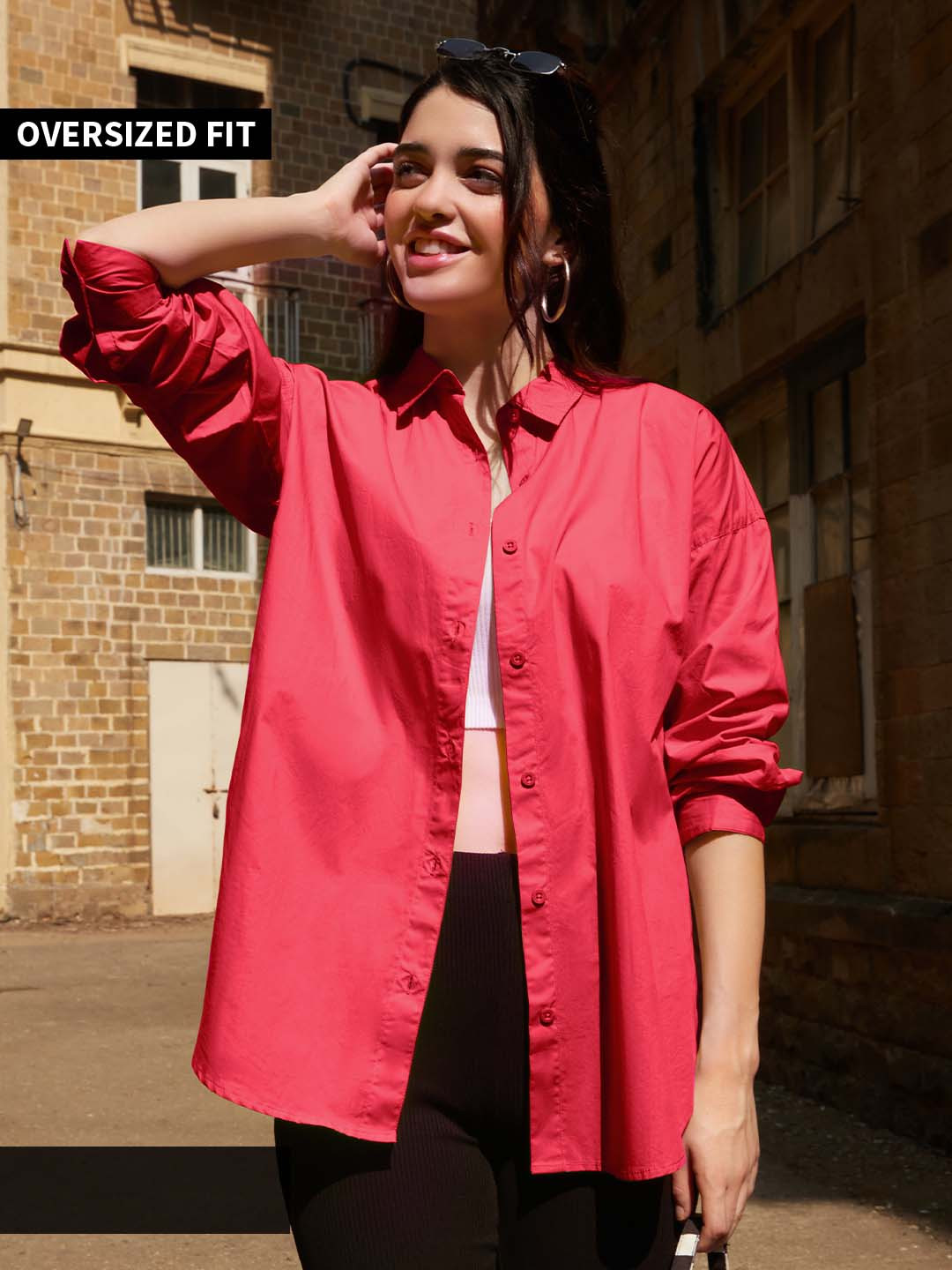 

The Souled Store Spread Collar Pure Cotton Casual Shirt, Red