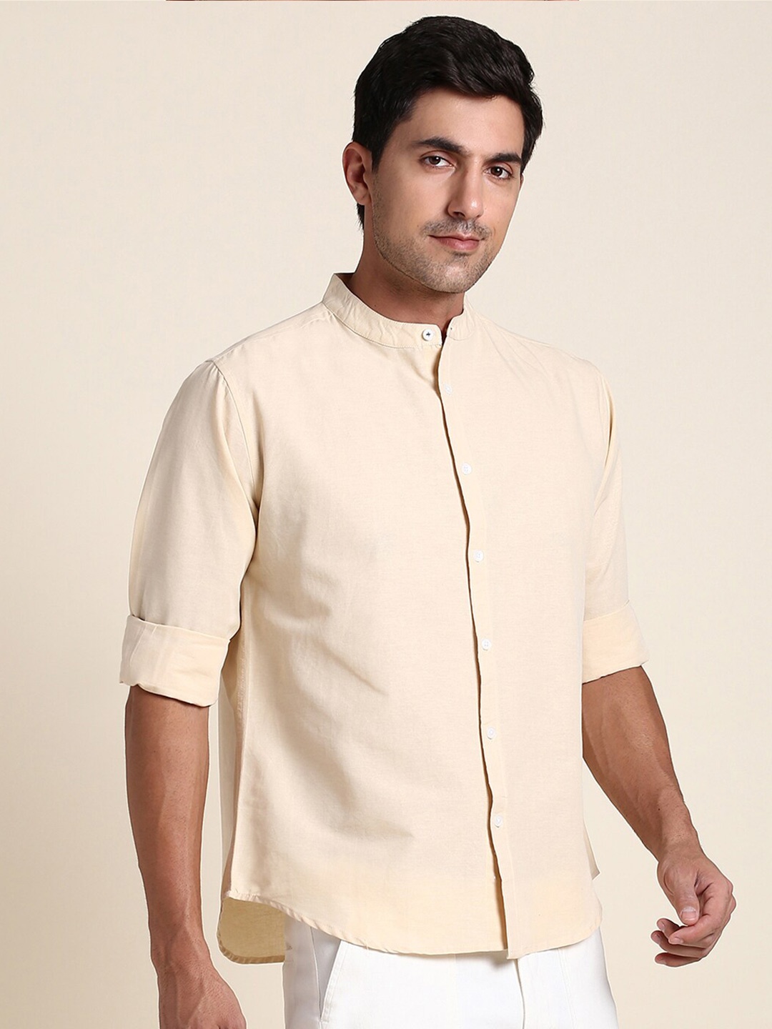 

Dennis Lingo India Slim Fit Opaque Casual Linen Cotton Shirt, Beige